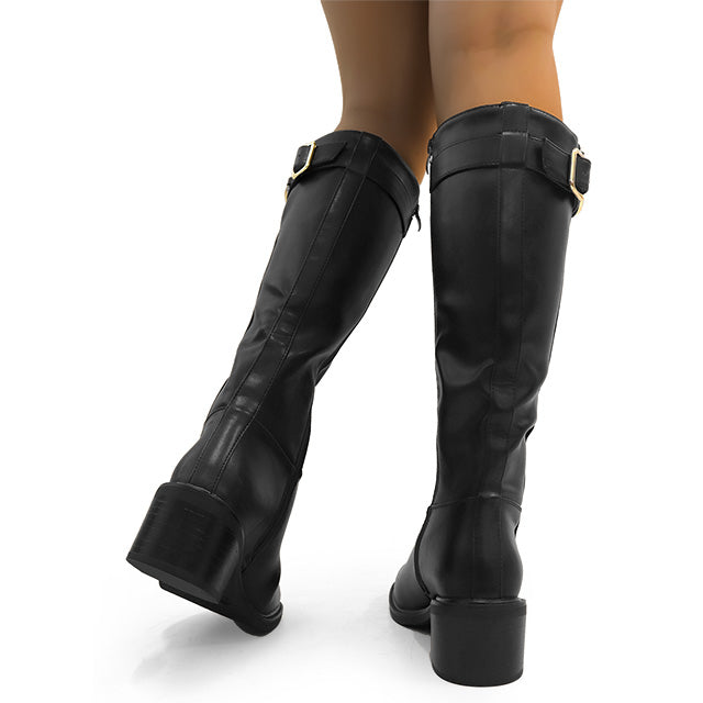 TROOPER-1 KNEE HIGH ELEGANT BOOTS BLACK