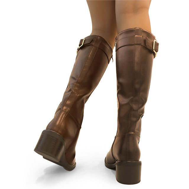 TROOPER-1 KNEE HIGH ELEGANT BOOTS BROWN