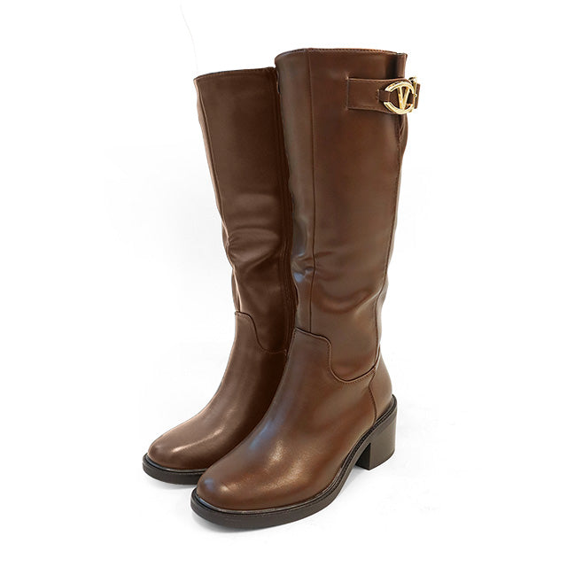 TROOPER-1 KNEE HIGH ELEGANT BOOTS BROWN