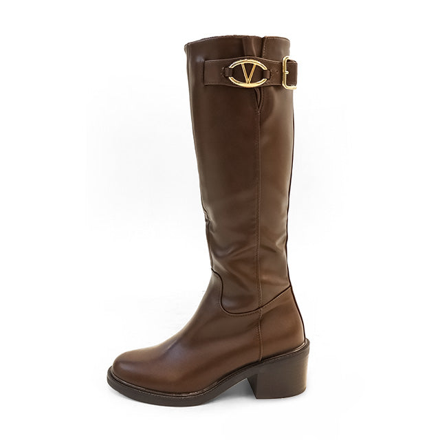 TROOPER-1 KNEE HIGH ELEGANT BOOTS BROWN