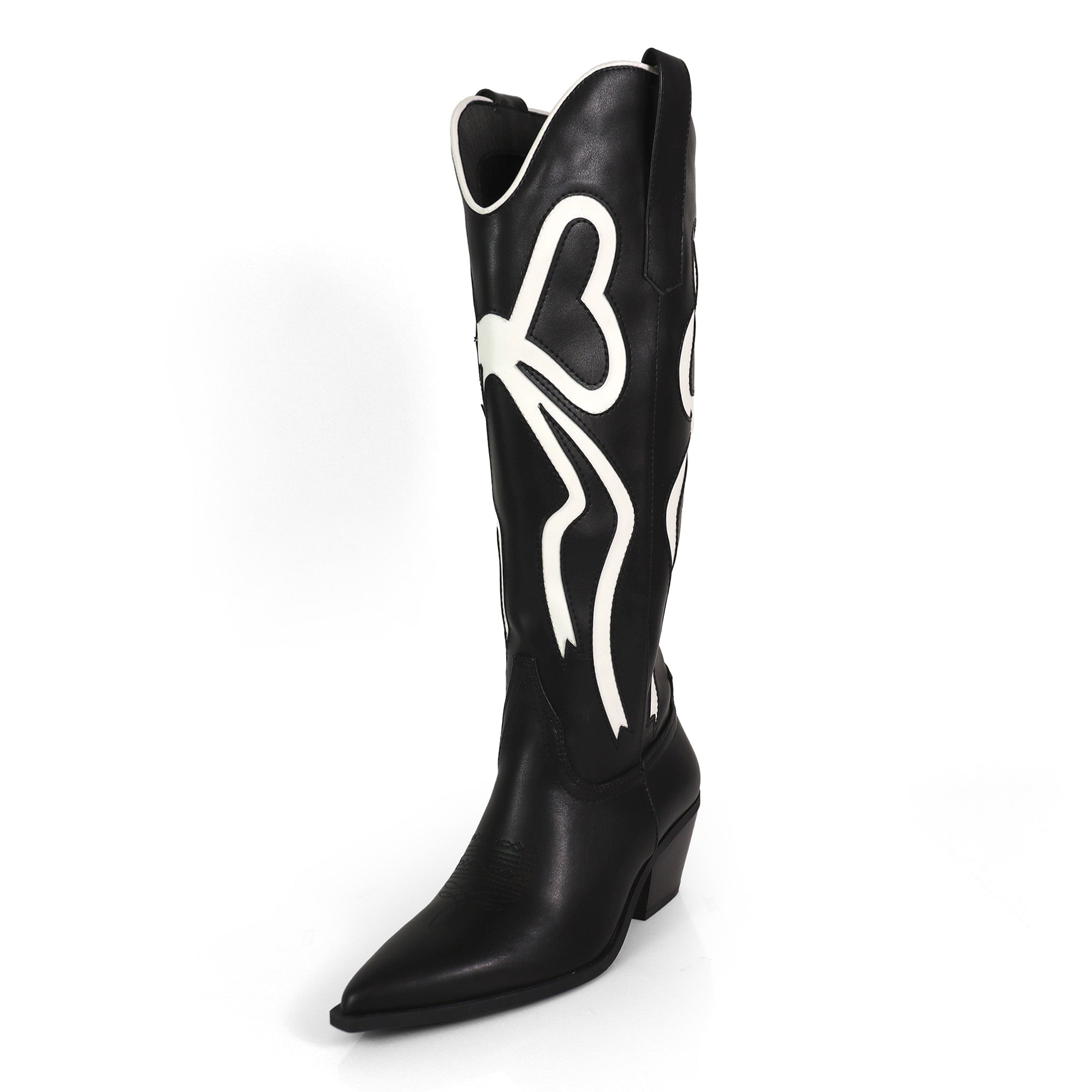 TRUETT-1 WESTERN COWBOY BOOTIE W/ BOW DETAIL BLACK