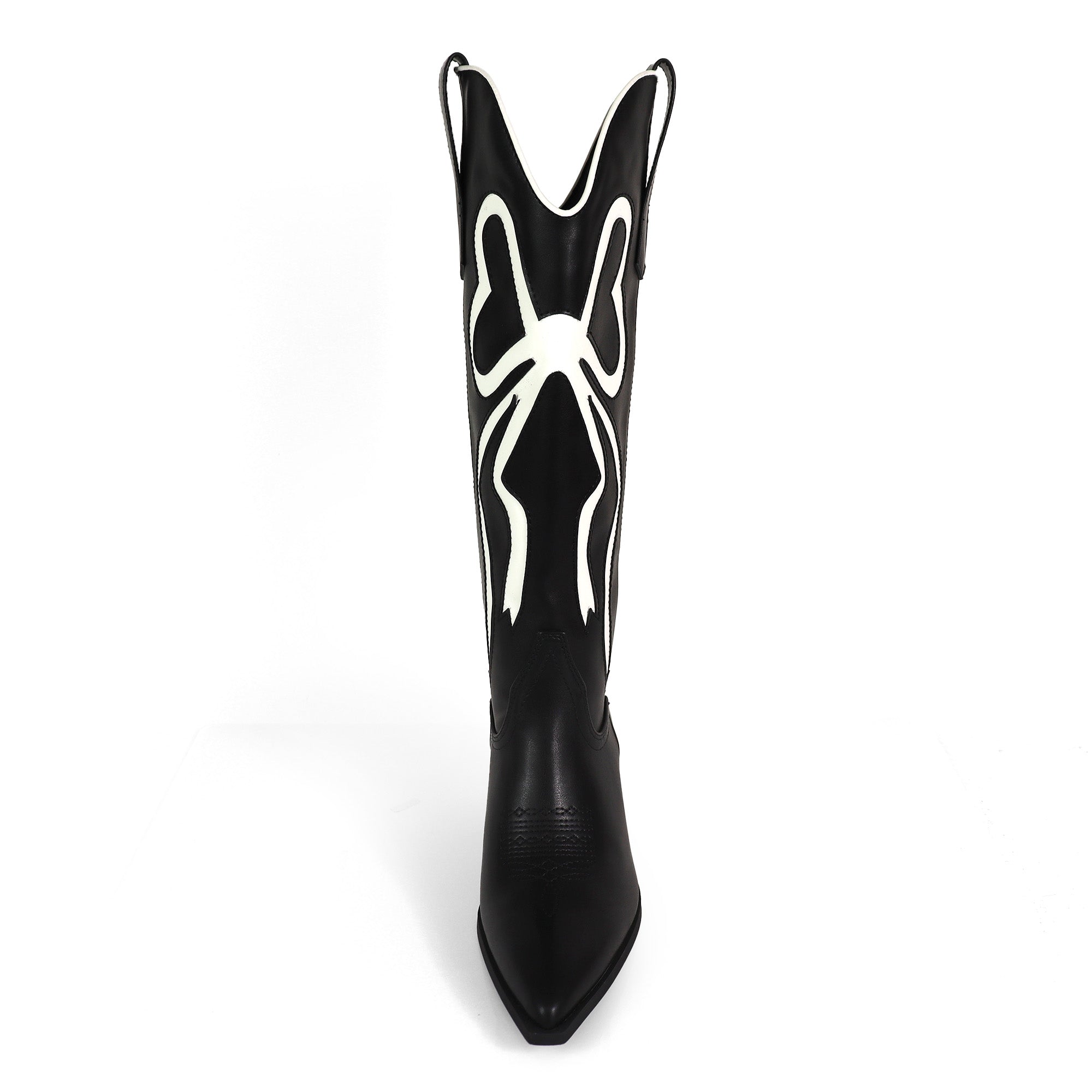 TRUETT-1 WESTERN COWBOY BOOTIE W/ BOW DETAIL BLACK