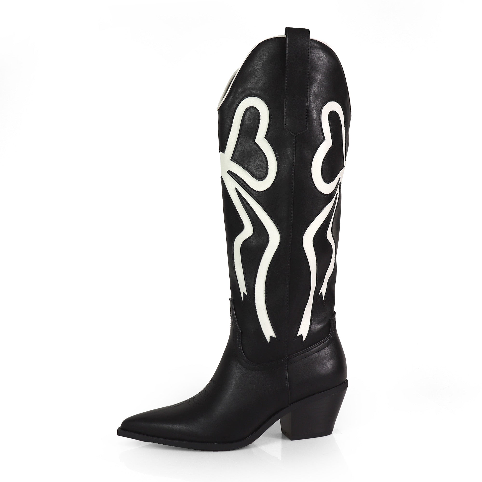 TRUETT-1 WESTERN COWBOY BOOTIE W/ BOW DETAIL BLACK