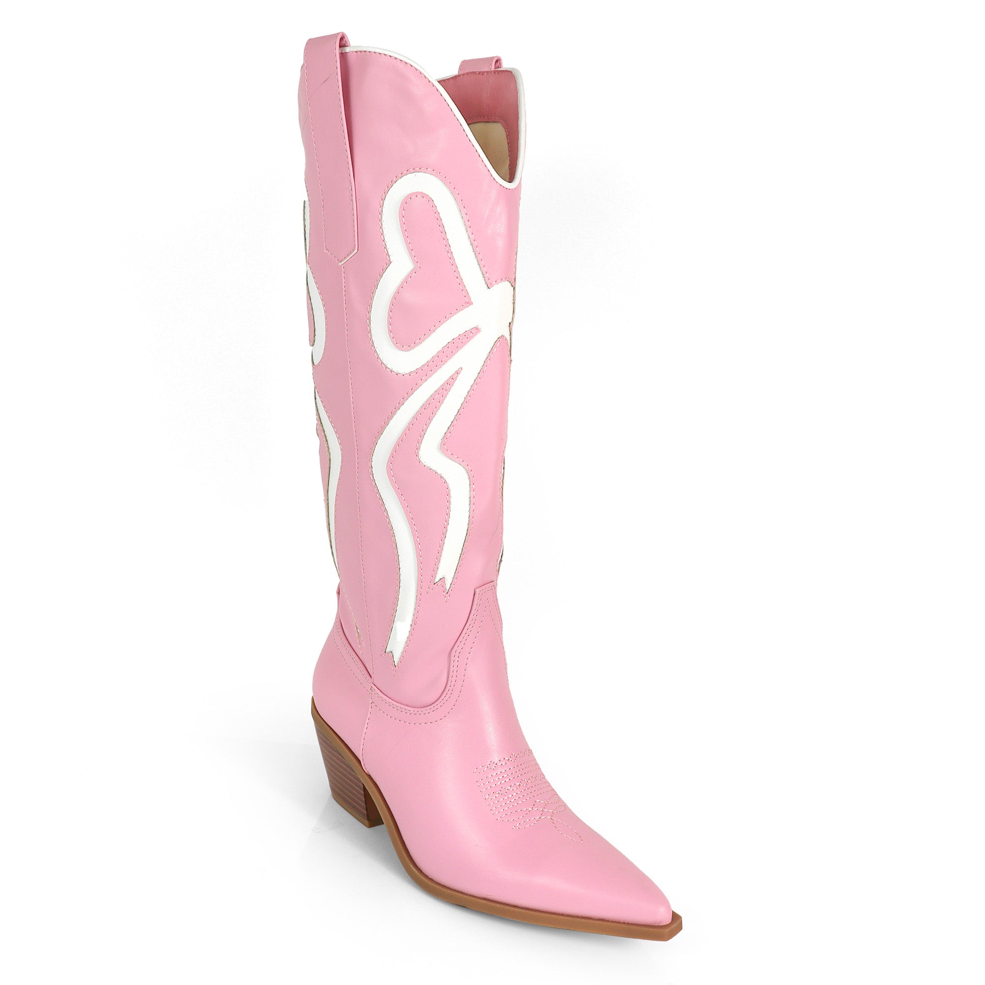 TRUETT-1 WESTERN COWBOY BOOTIE W/ BOW DETAIL PINK
