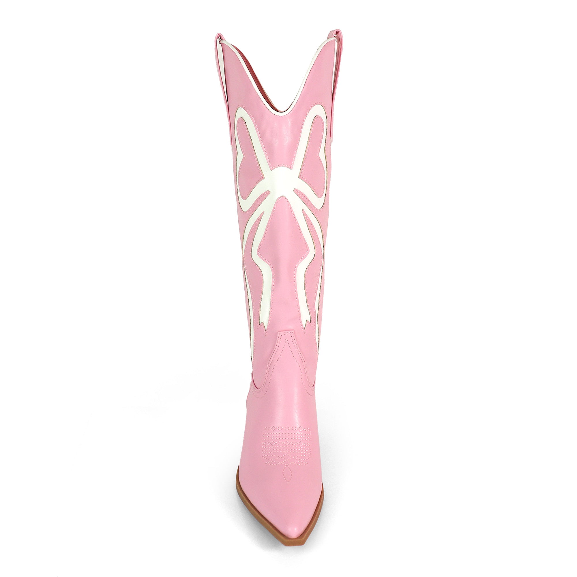TRUETT-1 WESTERN COWBOY BOOTIE W/ BOW DETAIL PINK