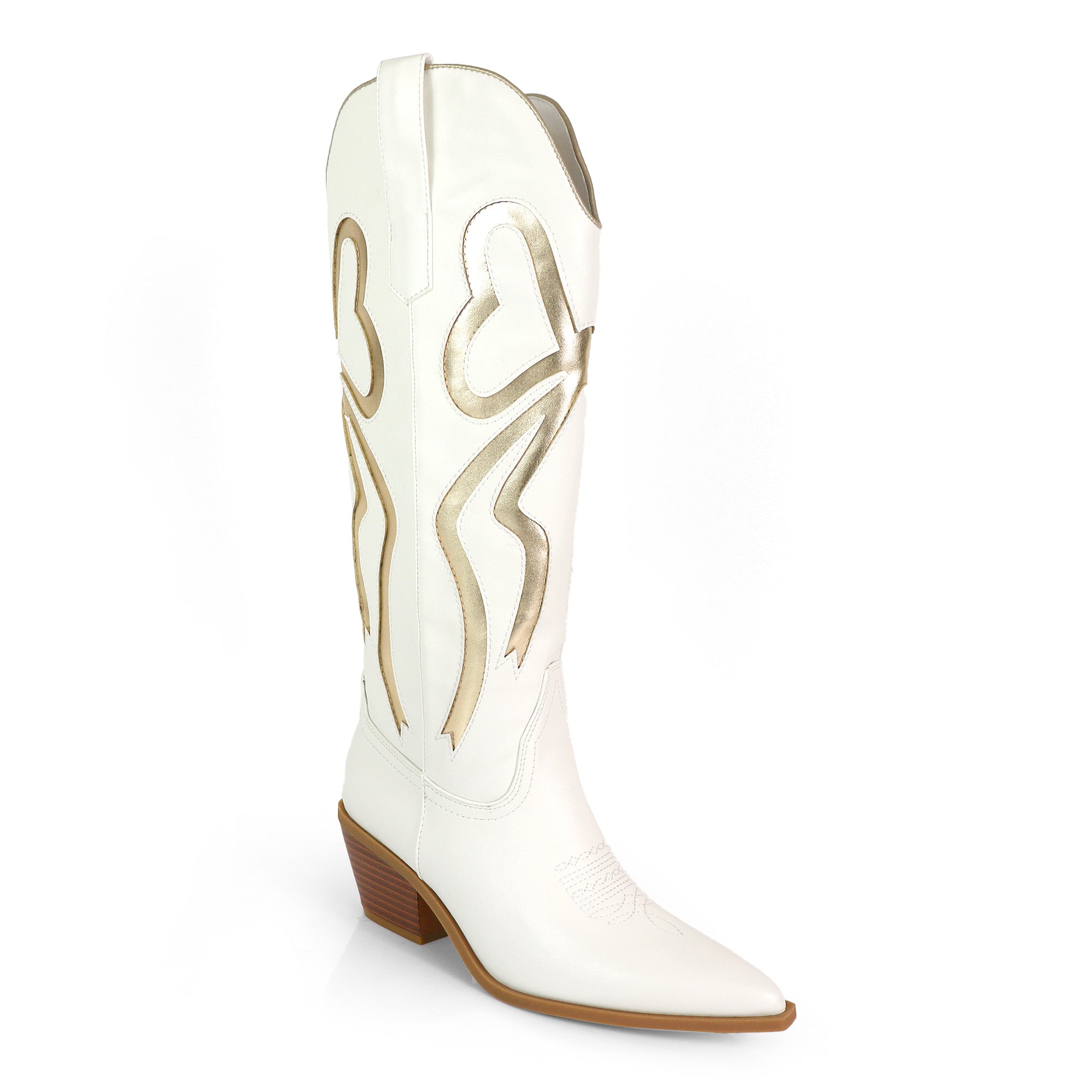 TRUETT-1 WESTERN COWBOY BOOTIE W/ BOW DETAIL WHITE