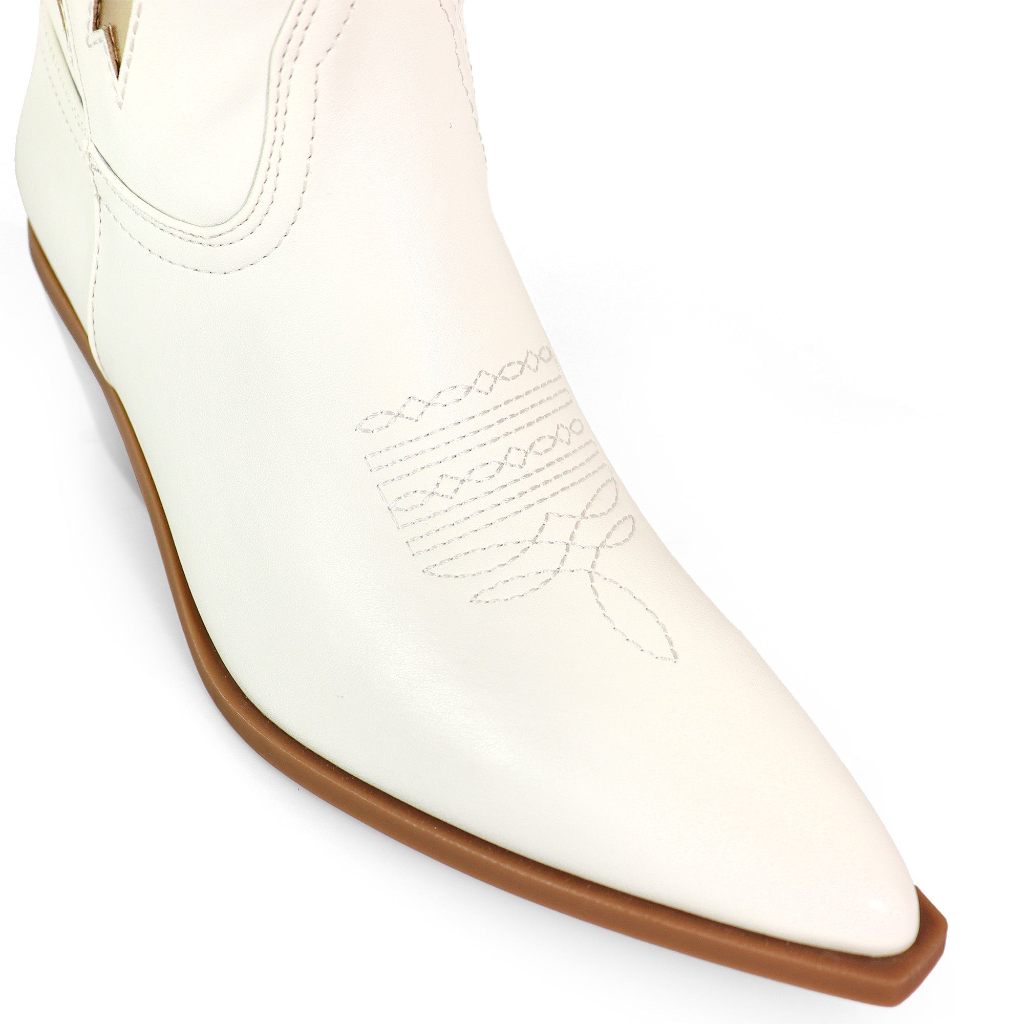 TRUETT-1 WESTERN COWBOY BOOTIE W/ BOW DETAIL WHITE