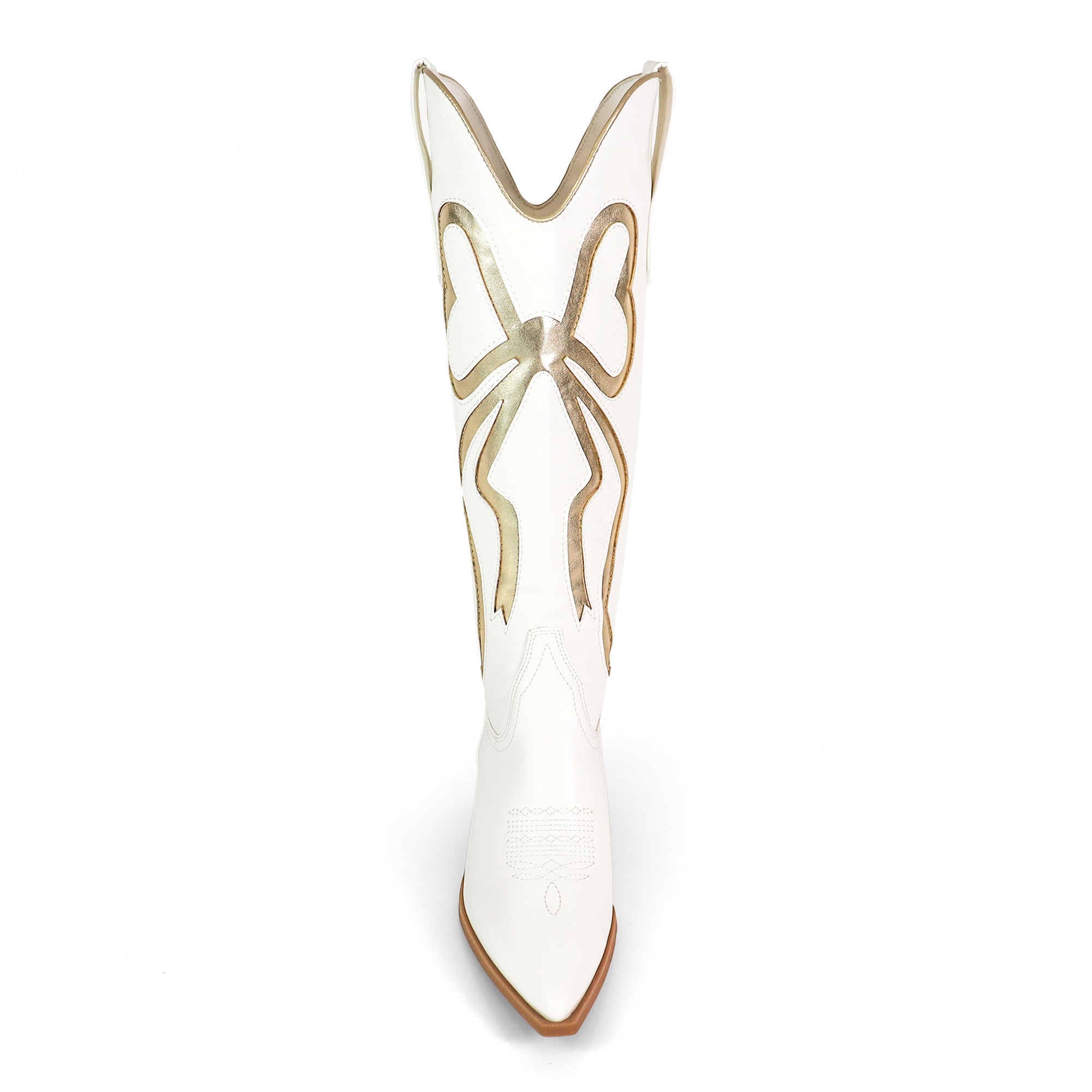 TRUETT-1 WESTERN COWBOY BOOTIE W/ BOW DETAIL WHITE