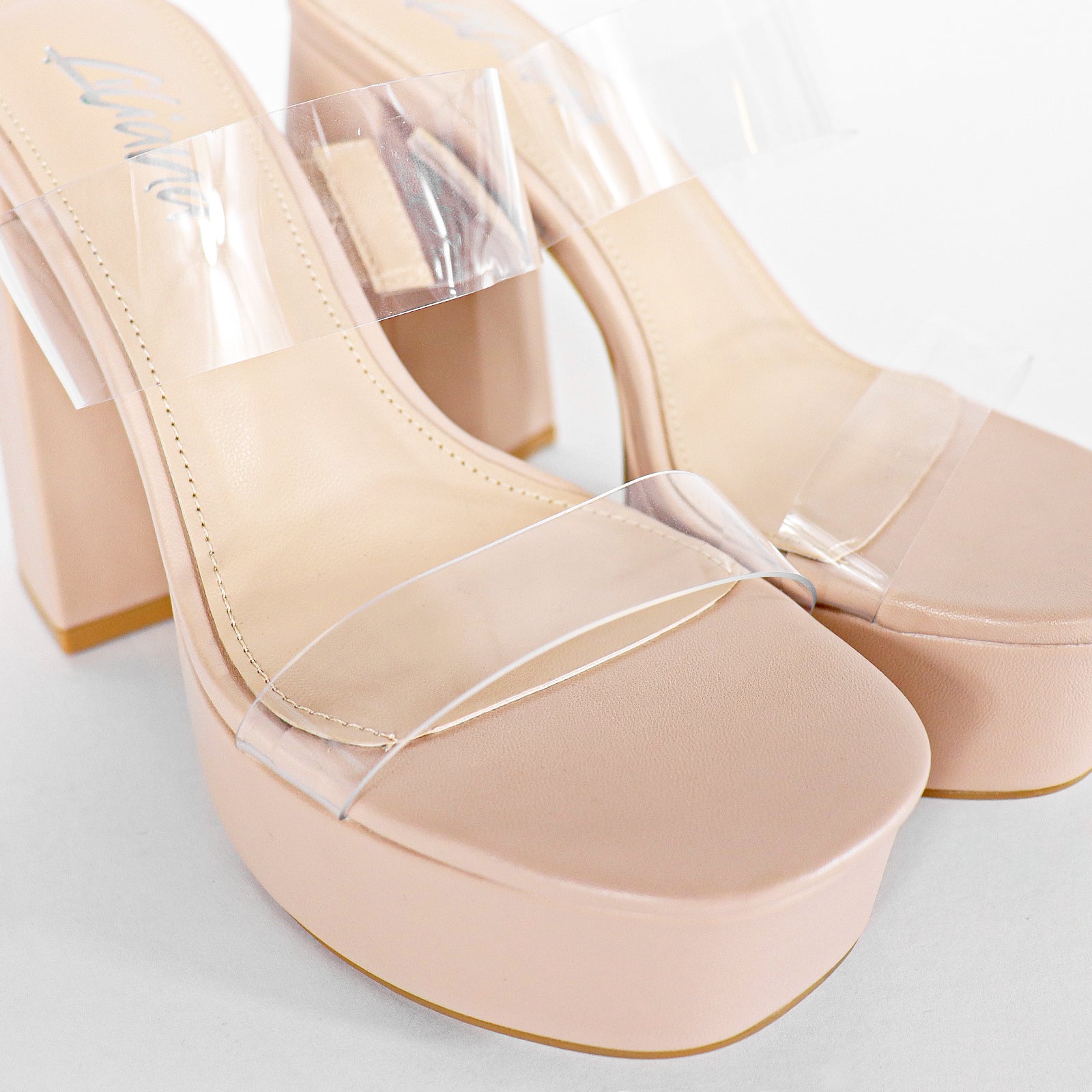 VALEN-1 OPEN TOE DUO CLEAR STRAPWITH CHUNKY HEEL-NUDE