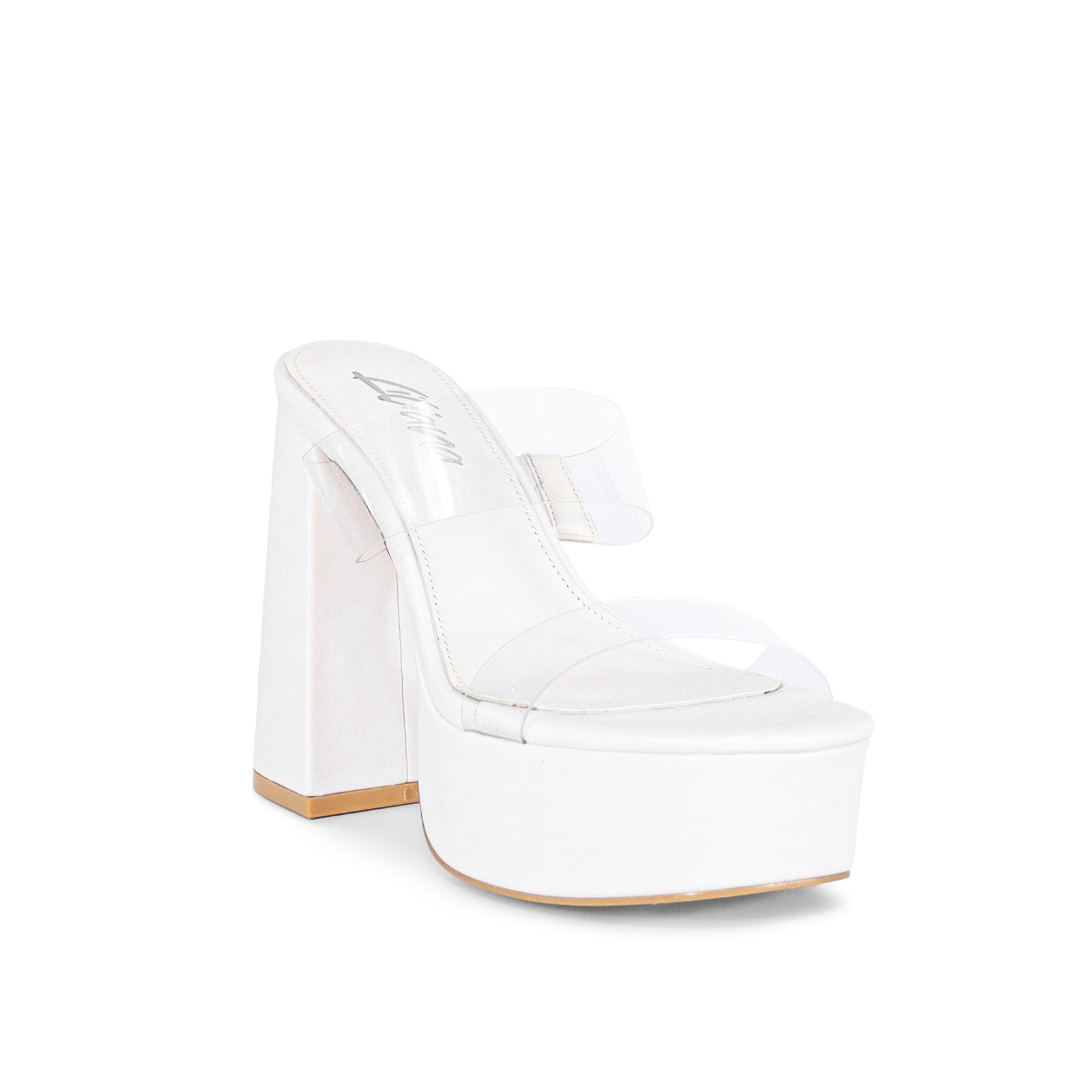 VALEN-1 OPEN TOE DUO CLEAR STRAPWITH CHUNKY HEEL-WHITE