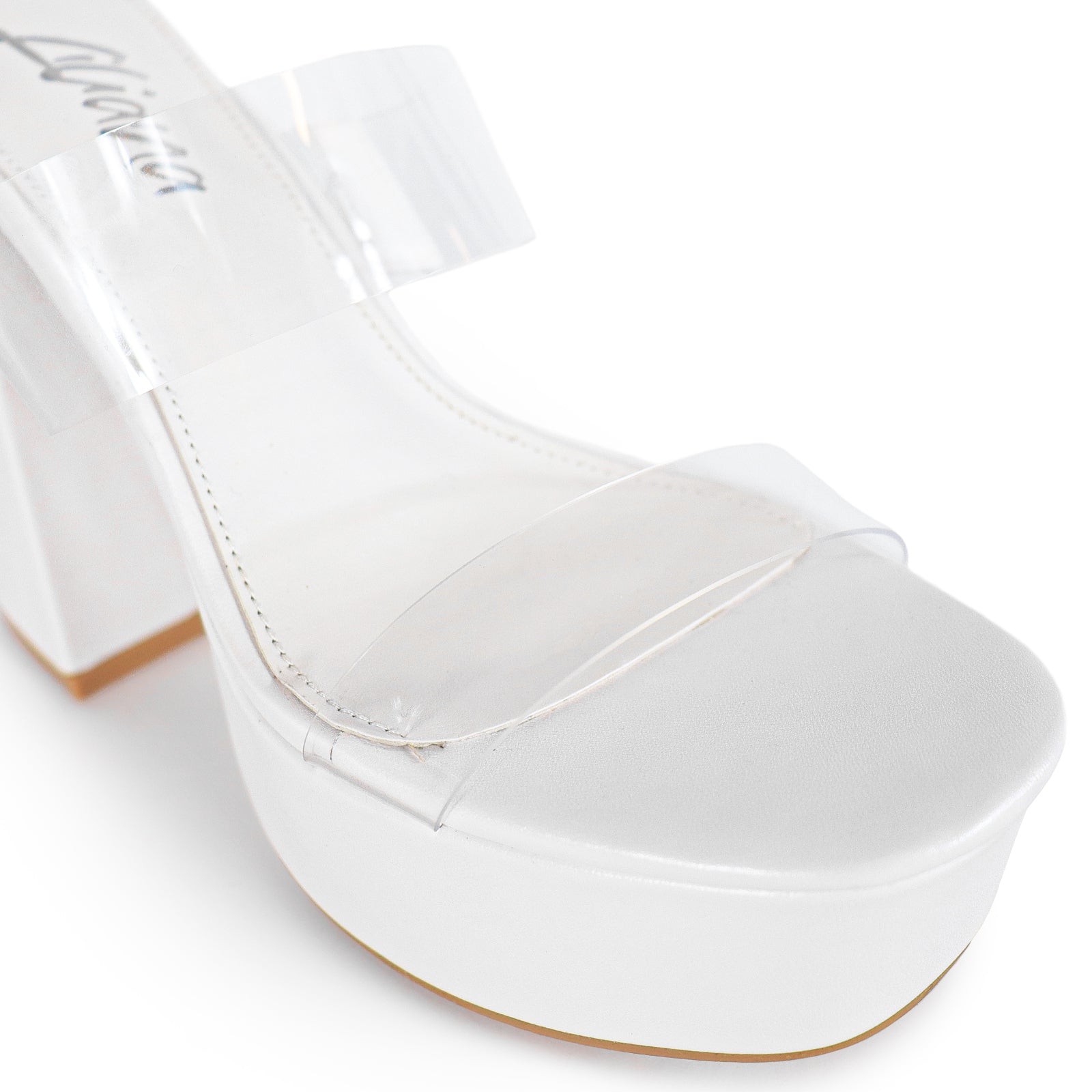 VALEN-1 OPEN TOE DUO CLEAR STRAPWITH CHUNKY HEEL-WHITE