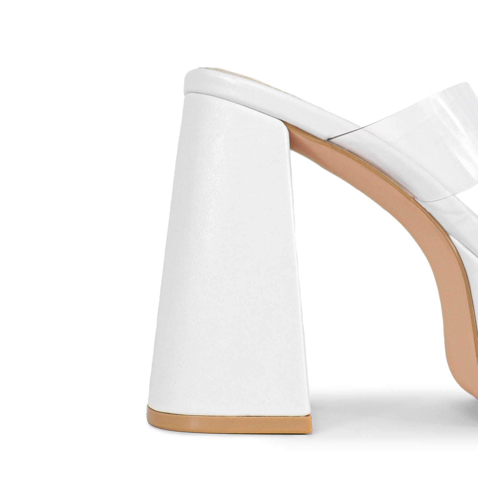 VALEN-1 OPEN TOE DUO CLEAR STRAPWITH CHUNKY HEEL-WHITE