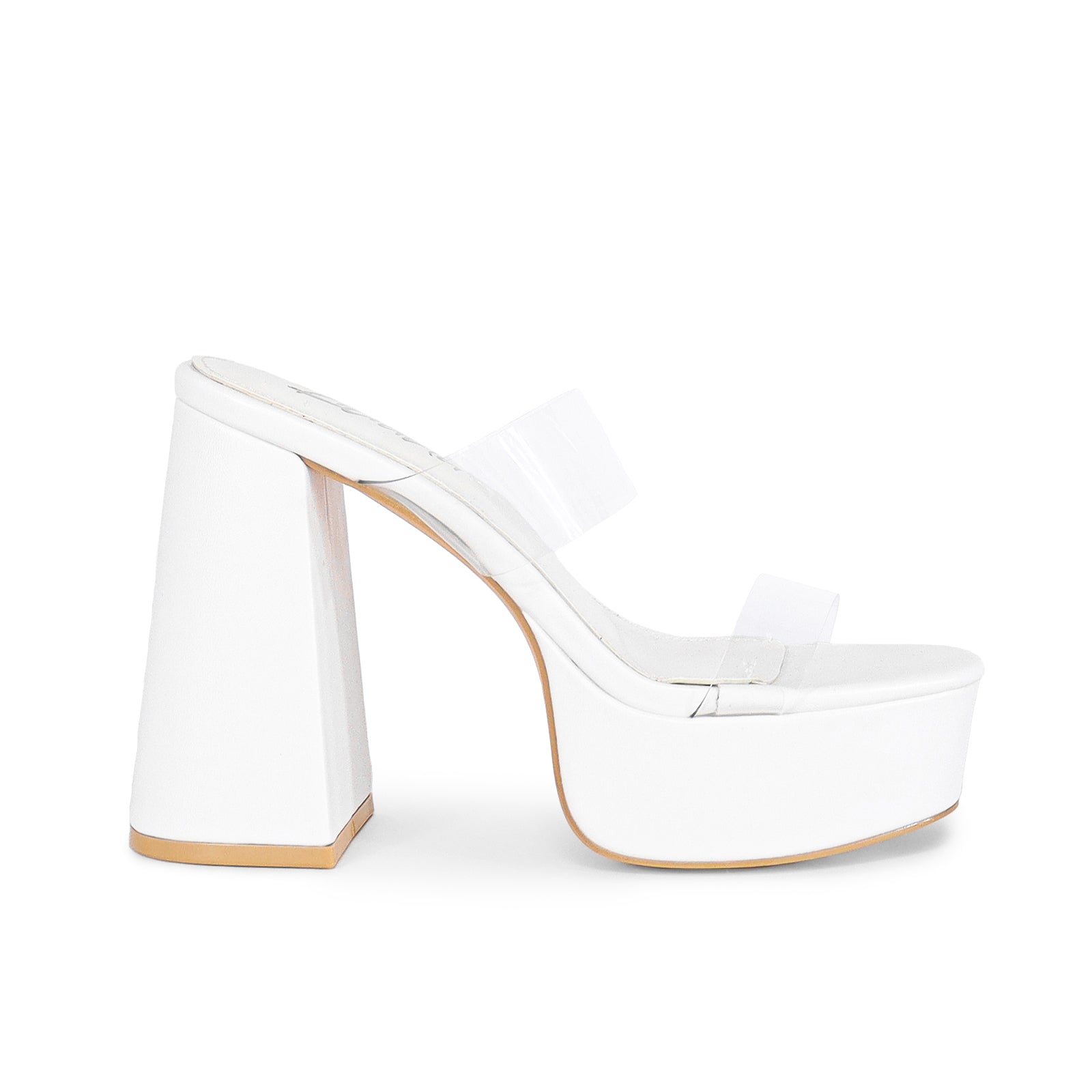 VALEN-1 OPEN TOE DUO CLEAR STRAPWITH CHUNKY HEEL-WHITE