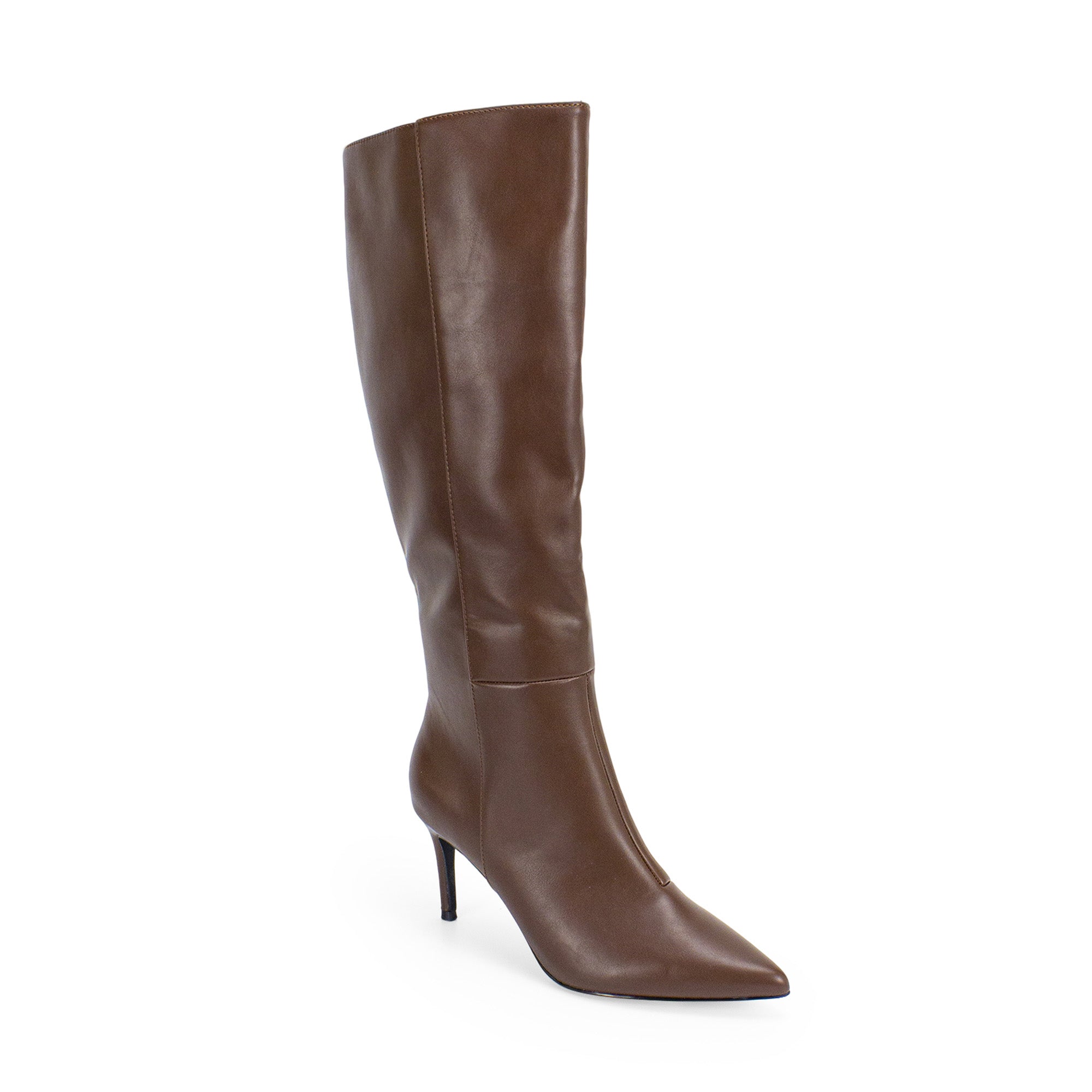 VANESSA-3 KNEE HEIGHT BOOTS BLACK BROWN PU