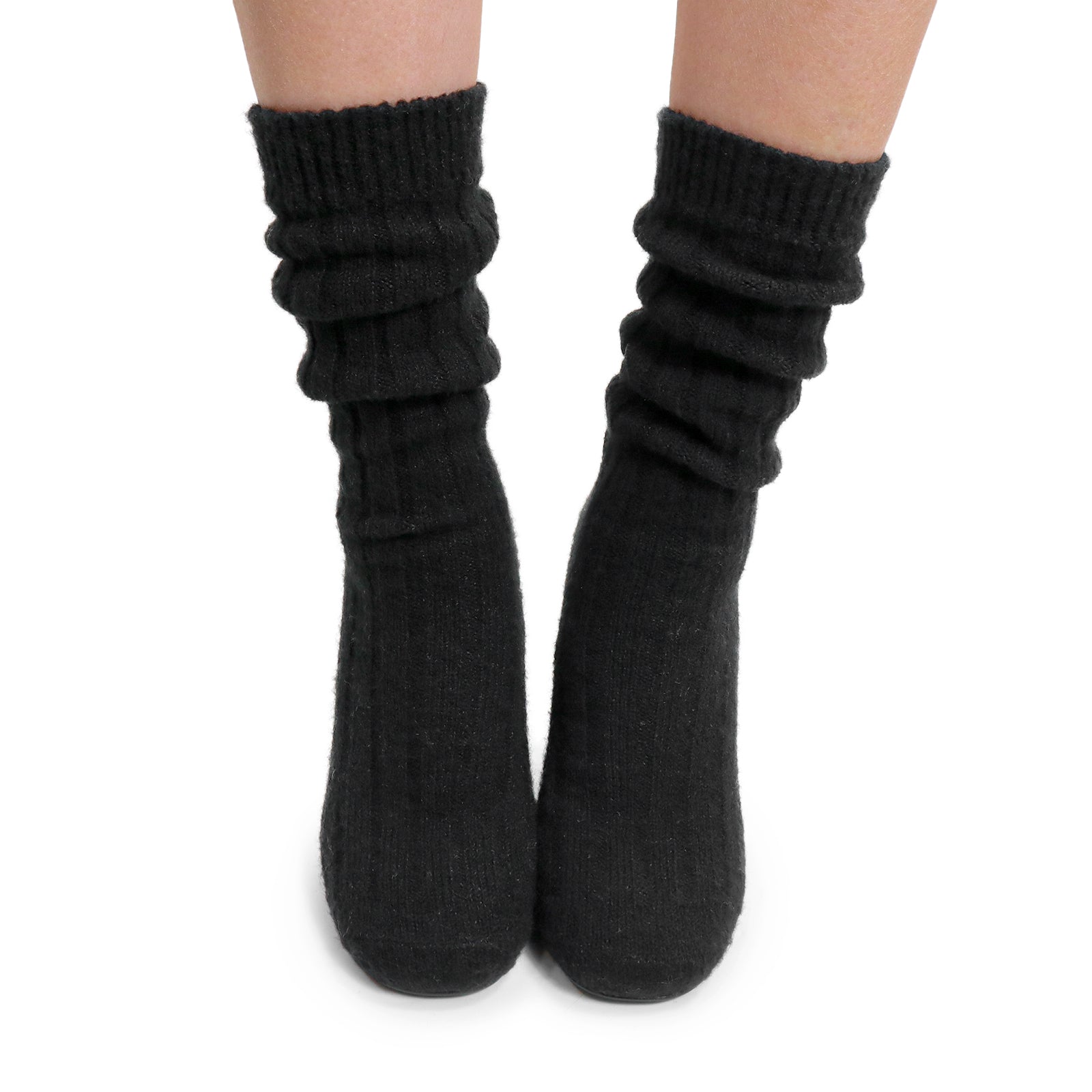 VERNEY-1 WOOL SOCK ANKLE BOOTIE W/ CYLINDER HEEL BLACK