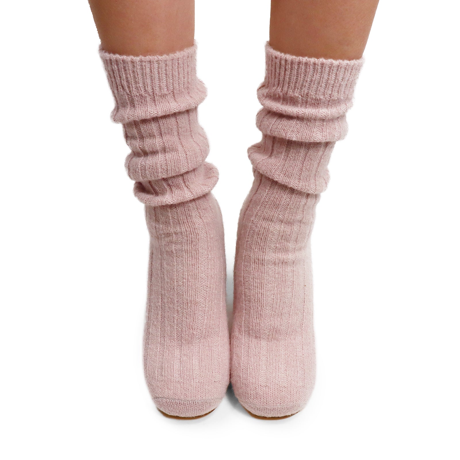 VERNEY-1 WOOL SOCK ANKLE BOOTIE W/ CYLINDER HEEL PINK