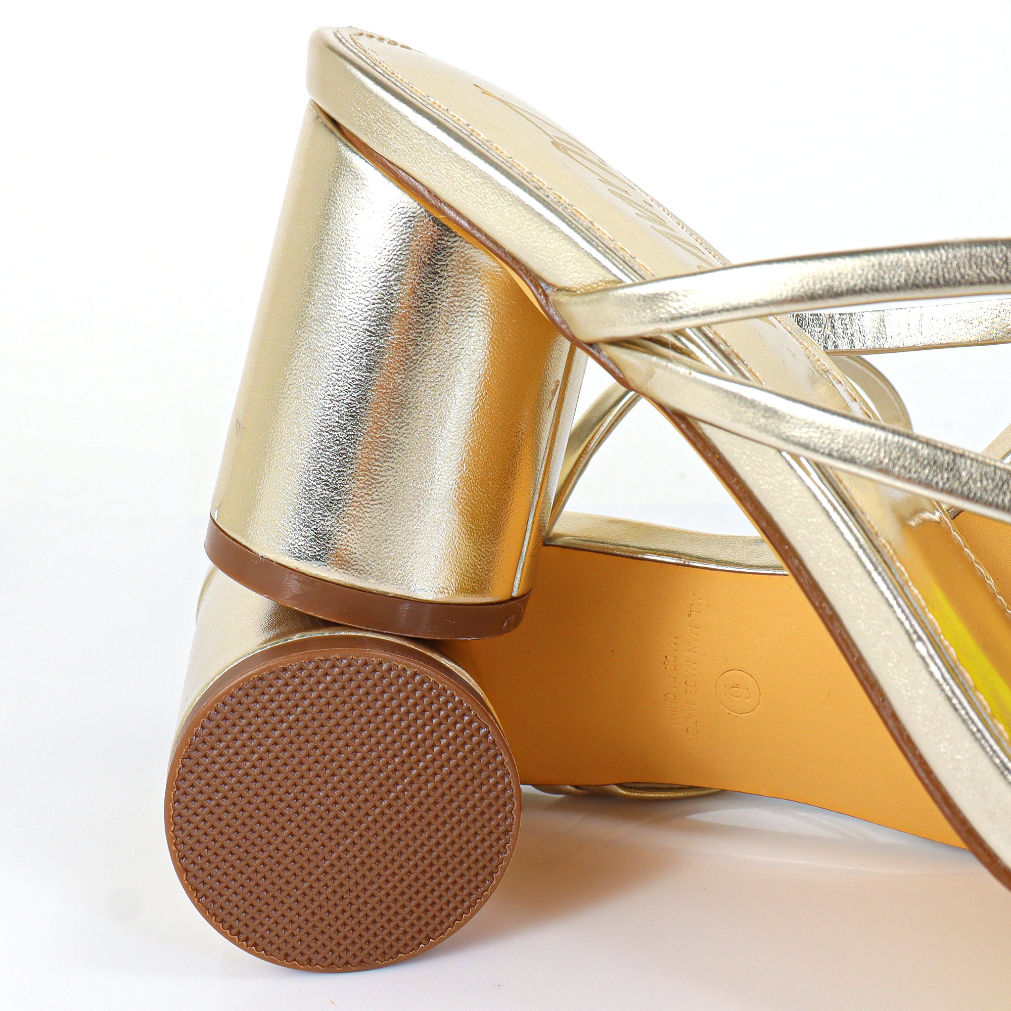 VERONICA-10 SQUARED TOE STRAPPY THONG SANDAL GOLD