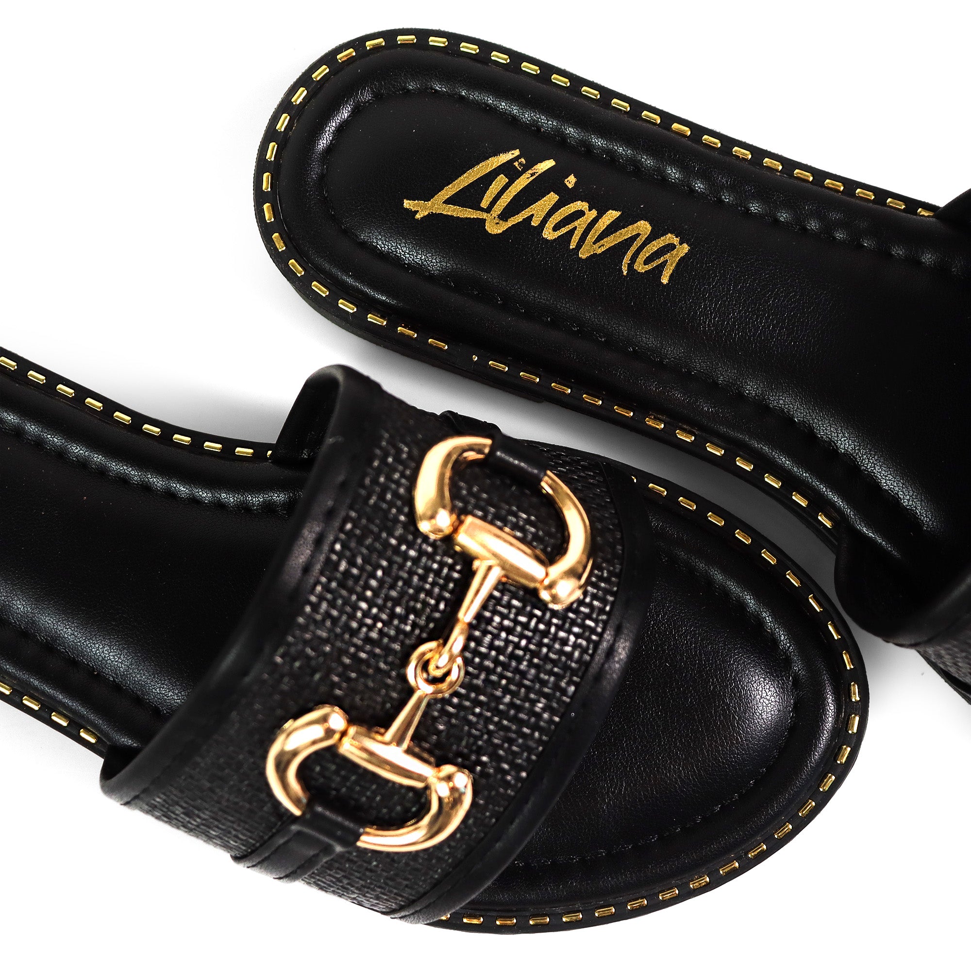 VIDA-1 RAFFIA HORSEIT SANDAL BLACK