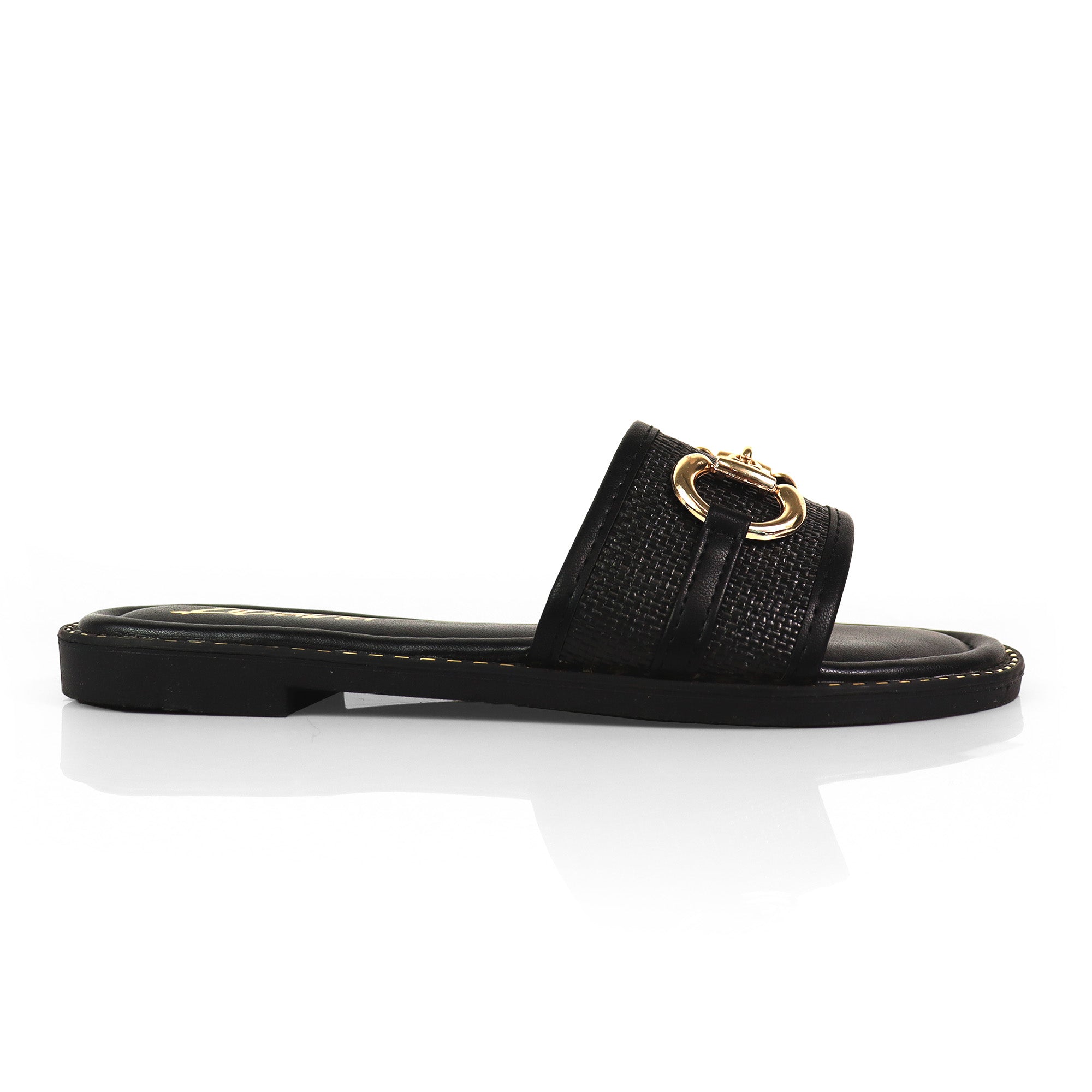 VIDA-1 RAFFIA HORSEIT SANDAL BLACK