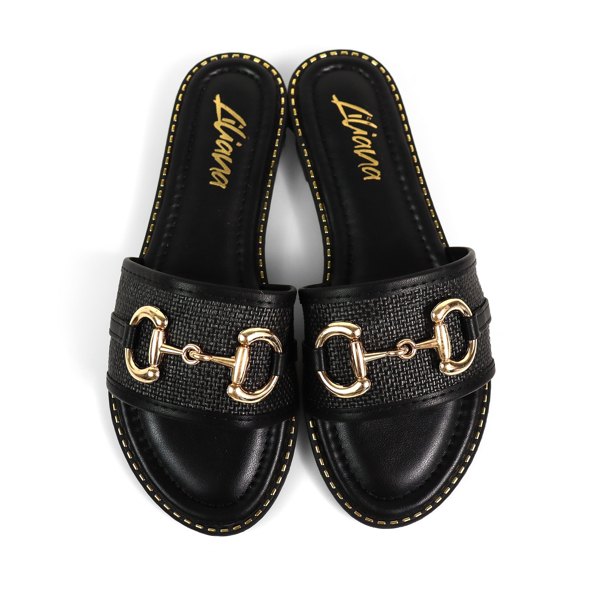 VIDA-1 RAFFIA HORSEIT SANDAL BLACK