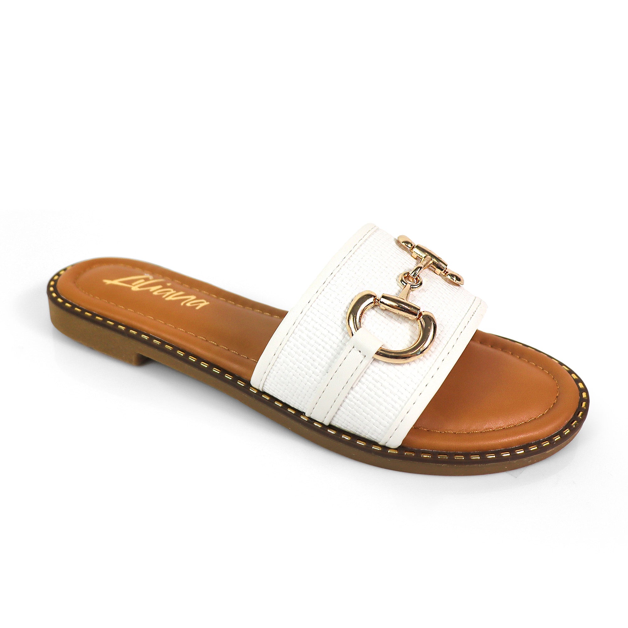 VIDA-1 RAFFIA HORSEIT SANDAL WHITE