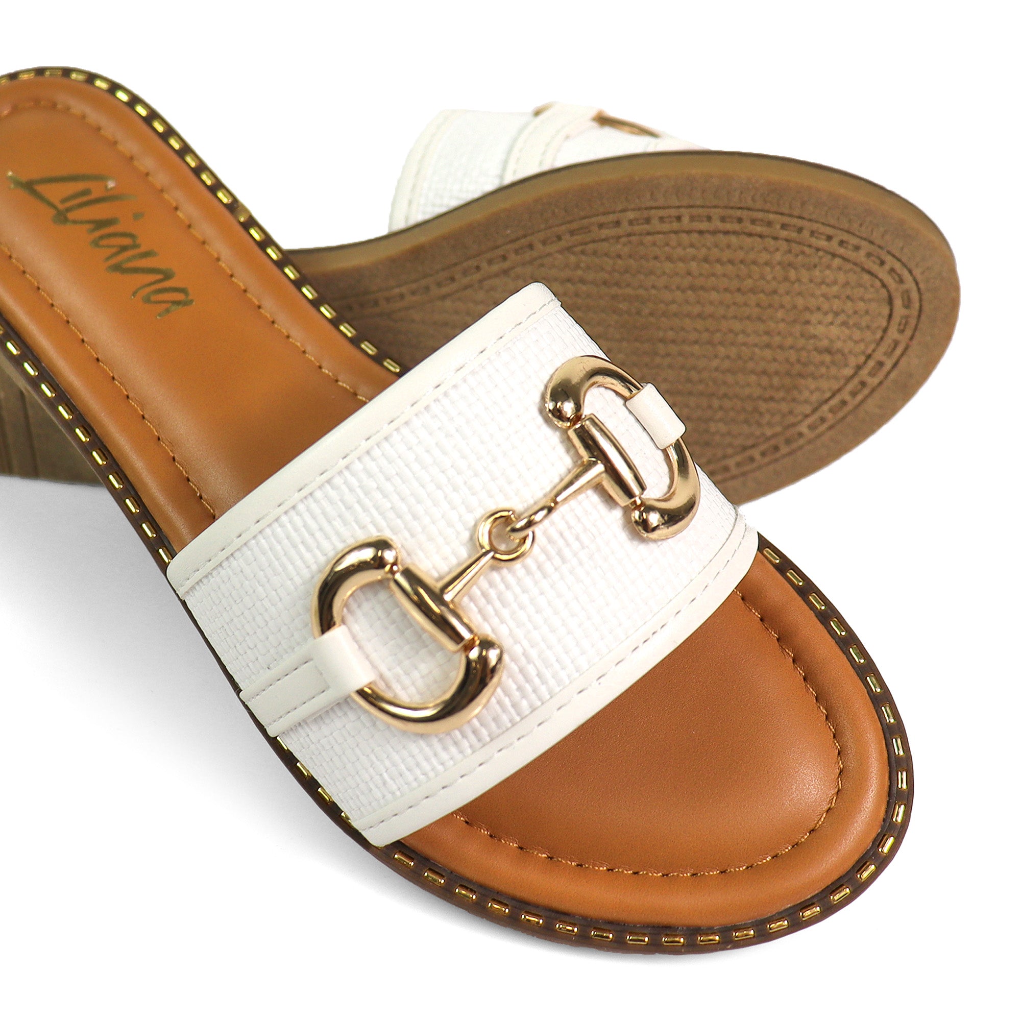 VIDA-1 RAFFIA HORSEIT SANDAL WHITE