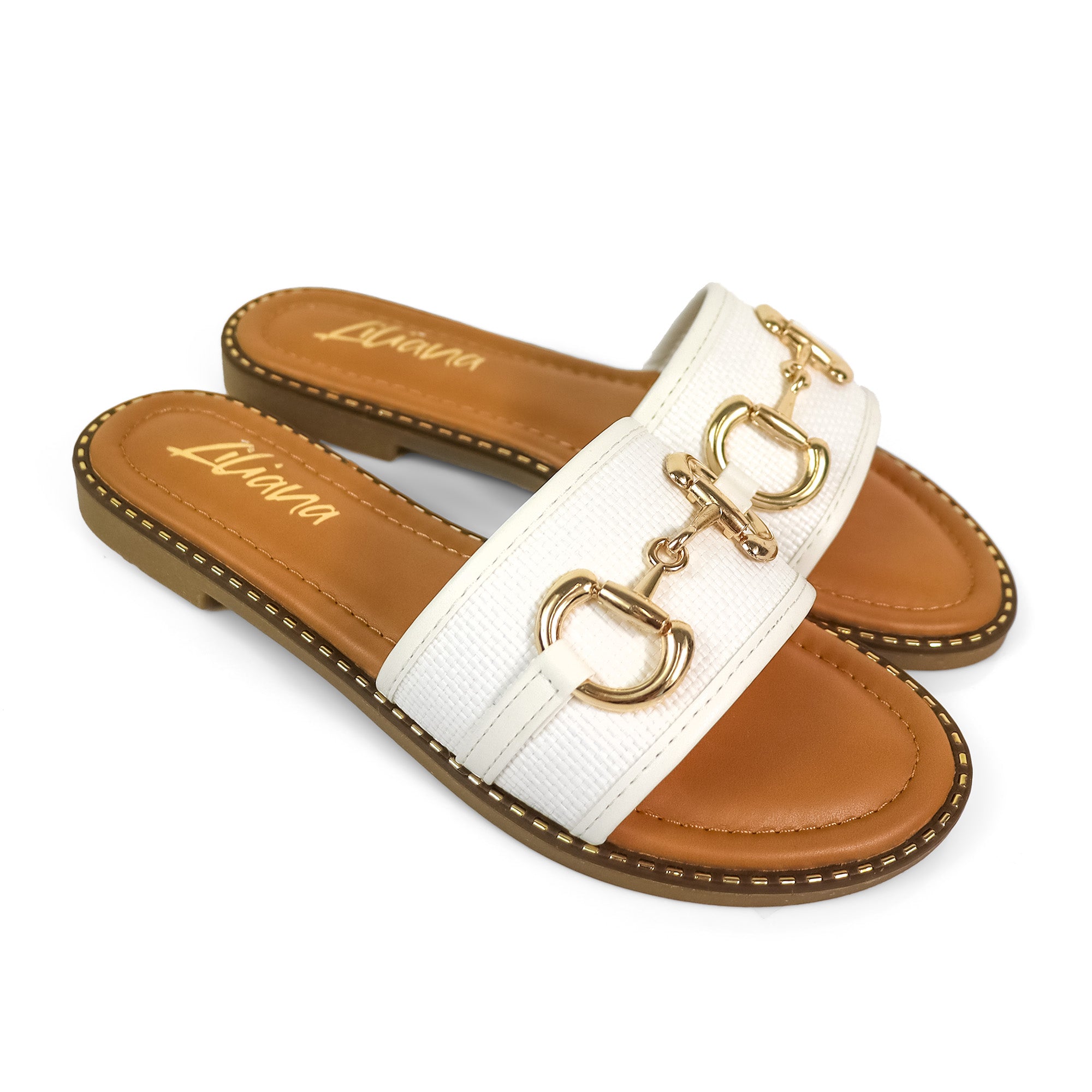 VIDA-1 RAFFIA HORSEIT SANDAL WHITE