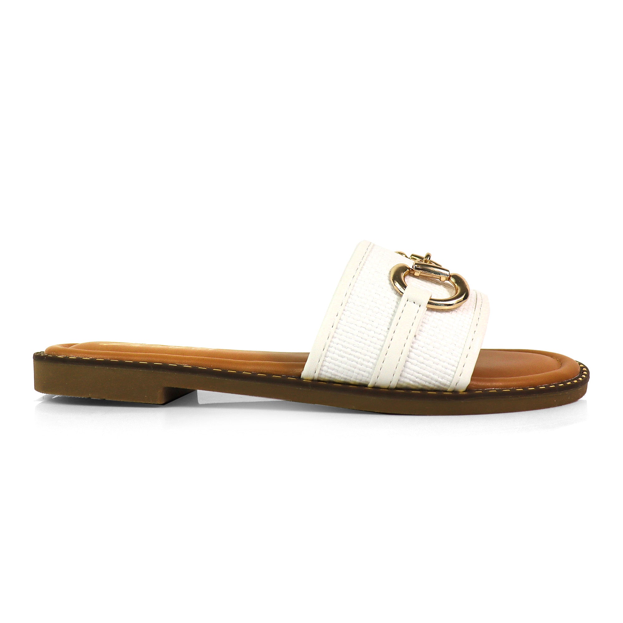 VIDA-1 RAFFIA HORSEIT SANDAL WHITE