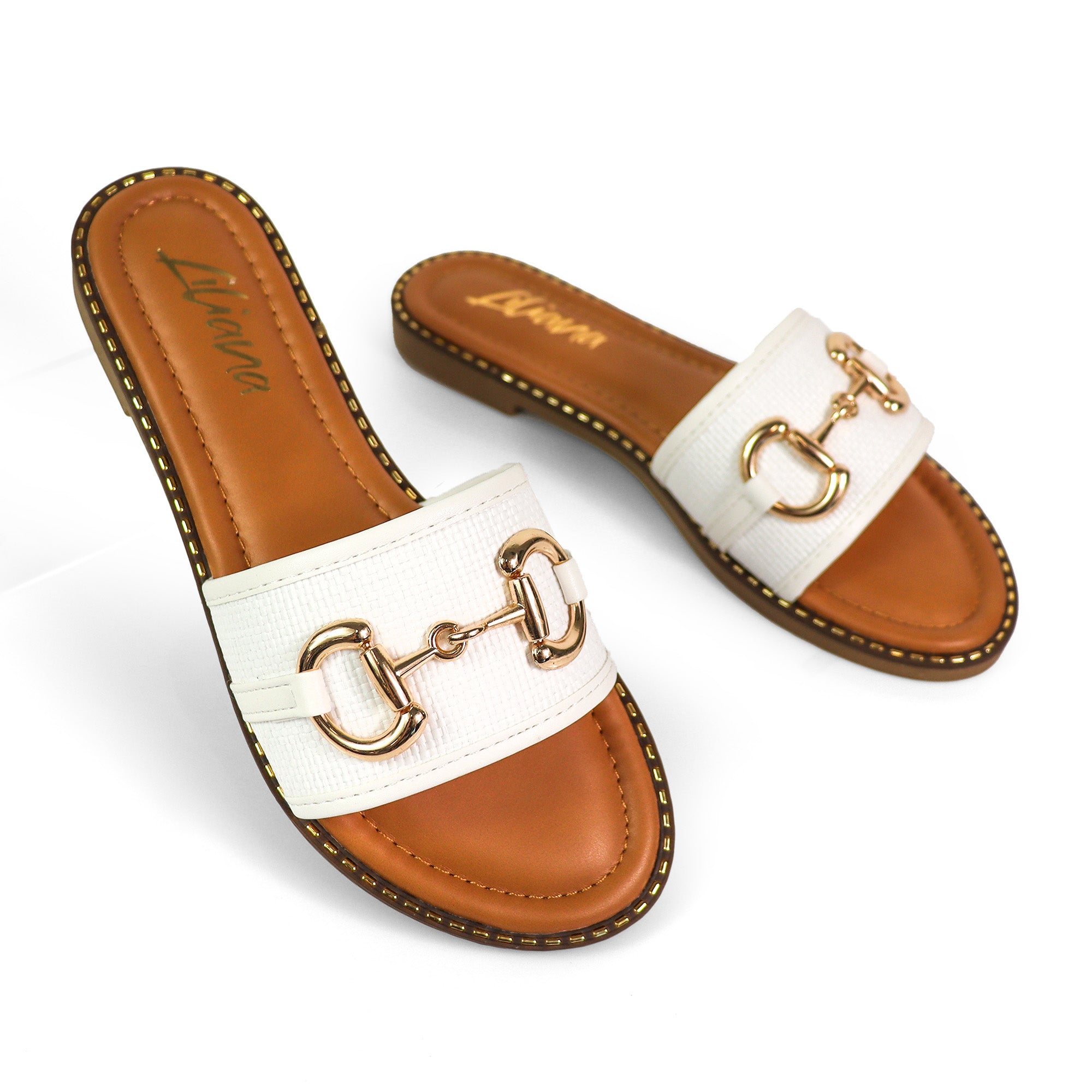 VIDA-1 RAFFIA HORSEIT SANDAL WHITE