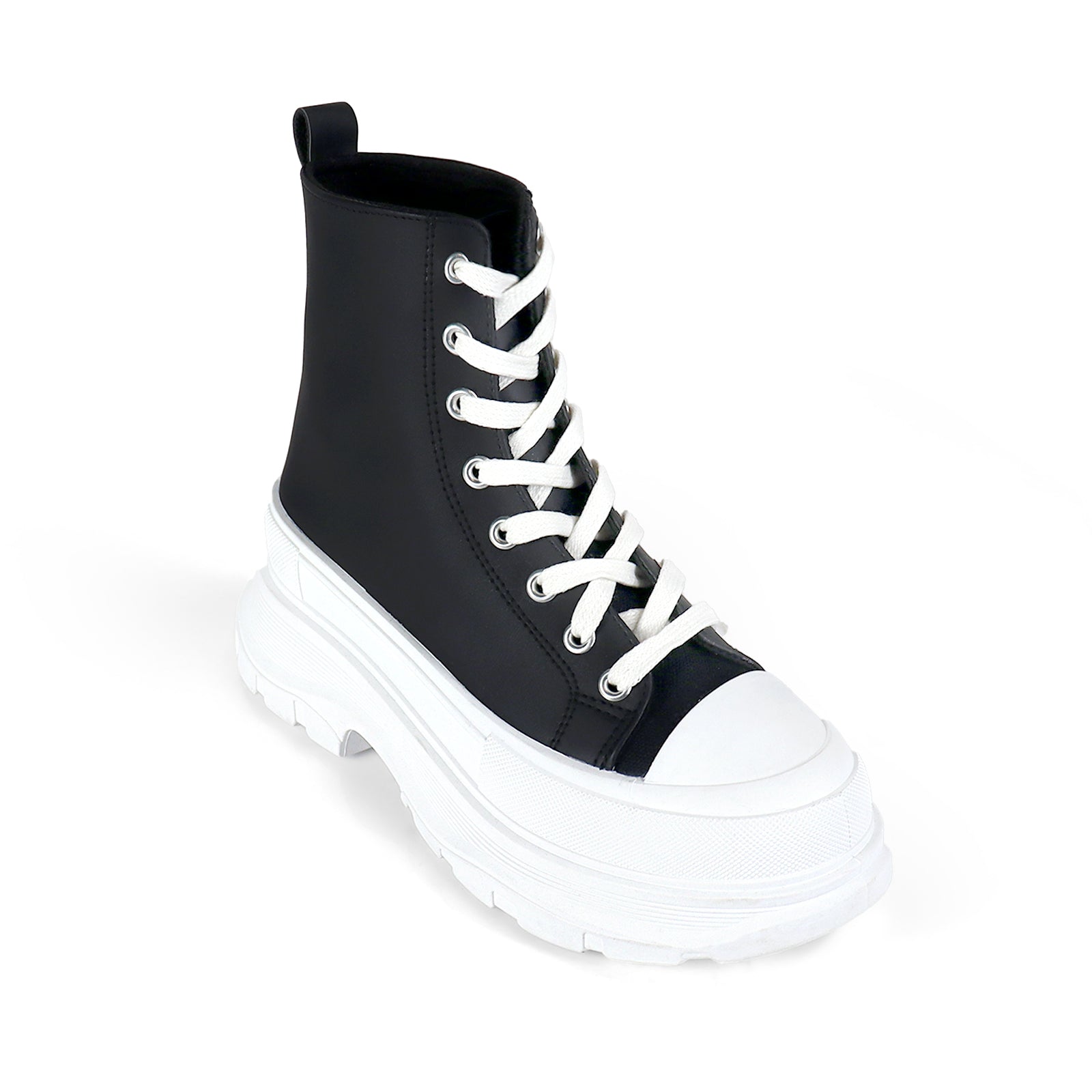 VIKTOR-1 HIGH TOP LACE UP SNEAKERS W/ THICK LUG SOLE BLACK