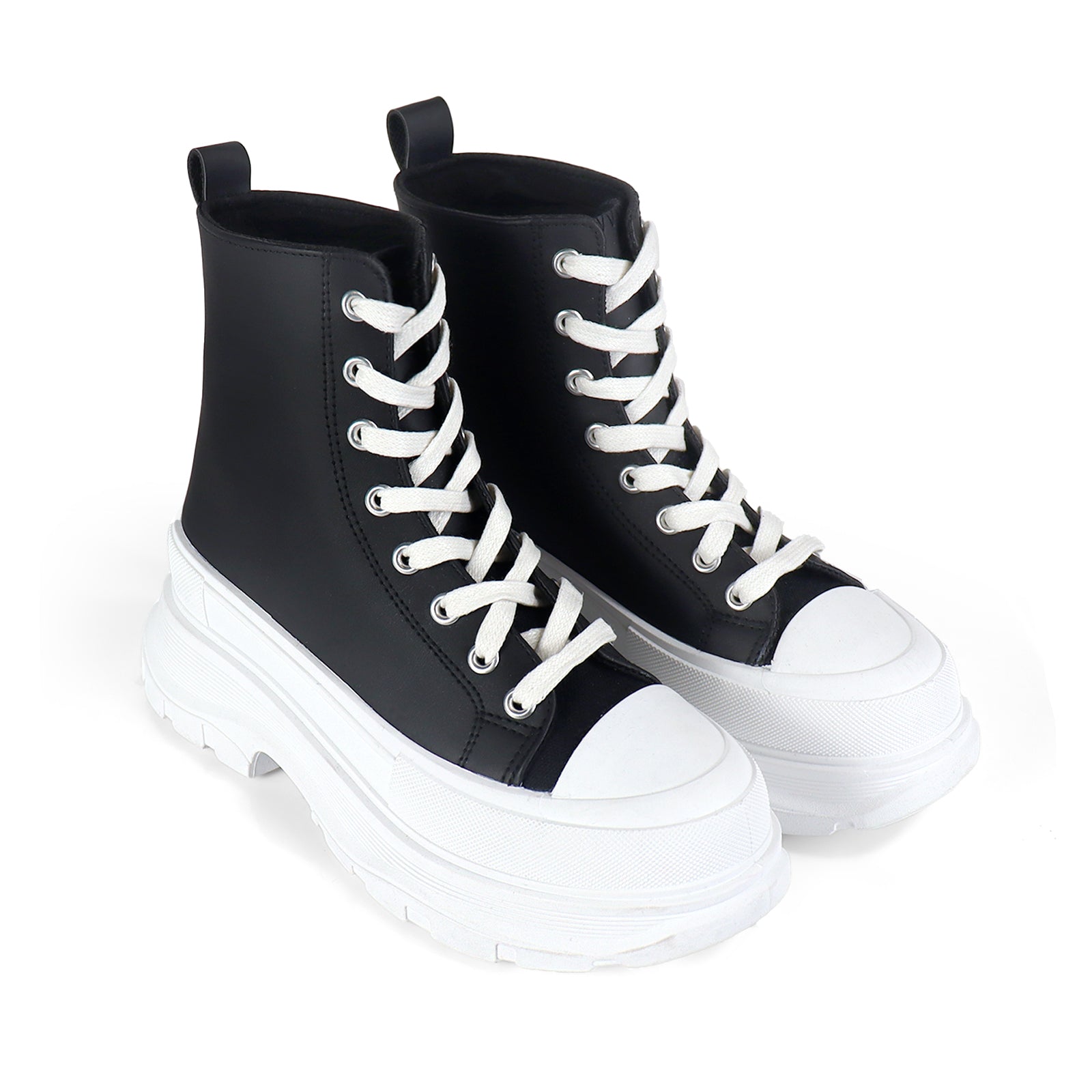 VIKTOR-1 HIGH TOP LACE UP SNEAKERS W/ THICK LUG SOLE BLACK