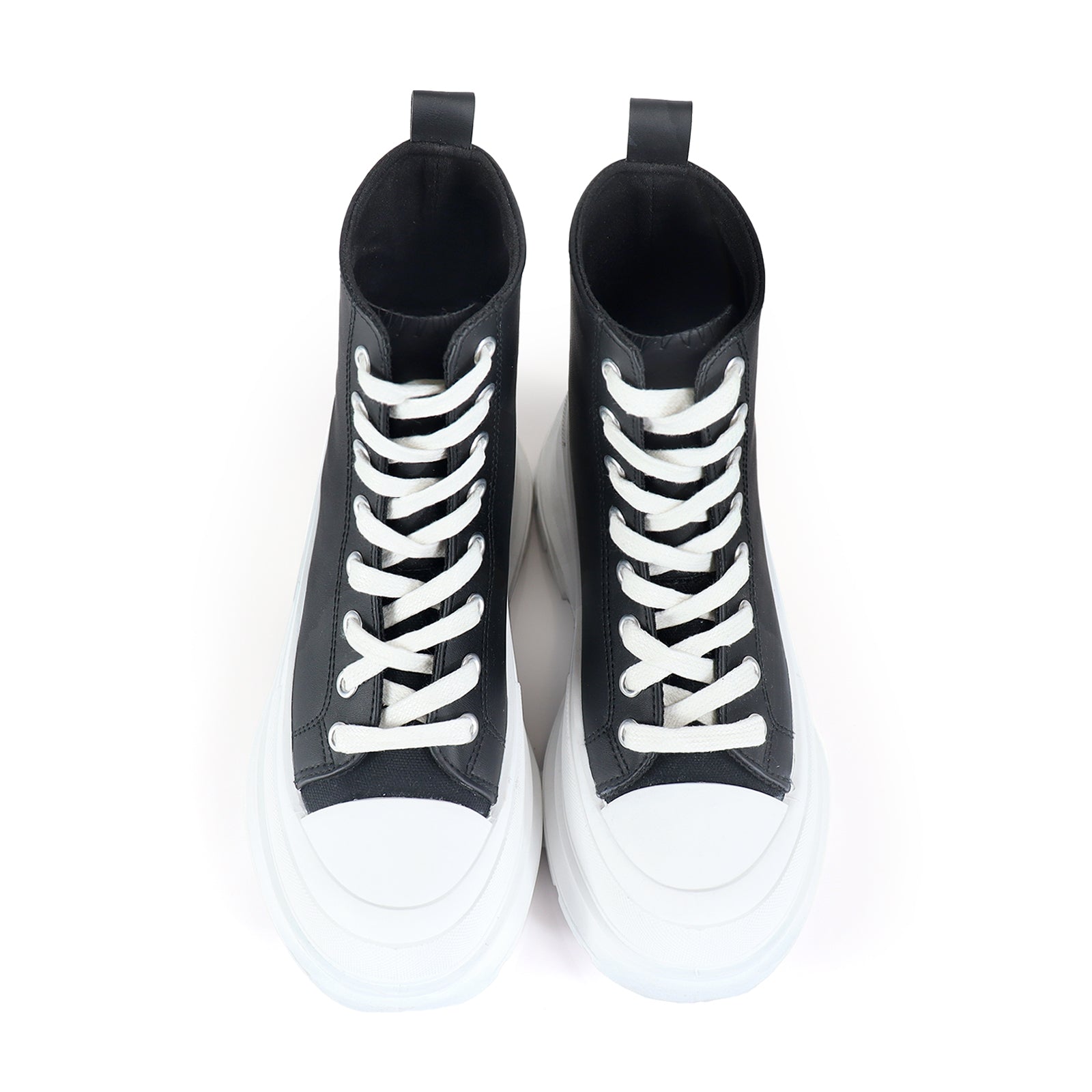 VIKTOR-1 HIGH TOP LACE UP SNEAKERS W/ THICK LUG SOLE BLACK