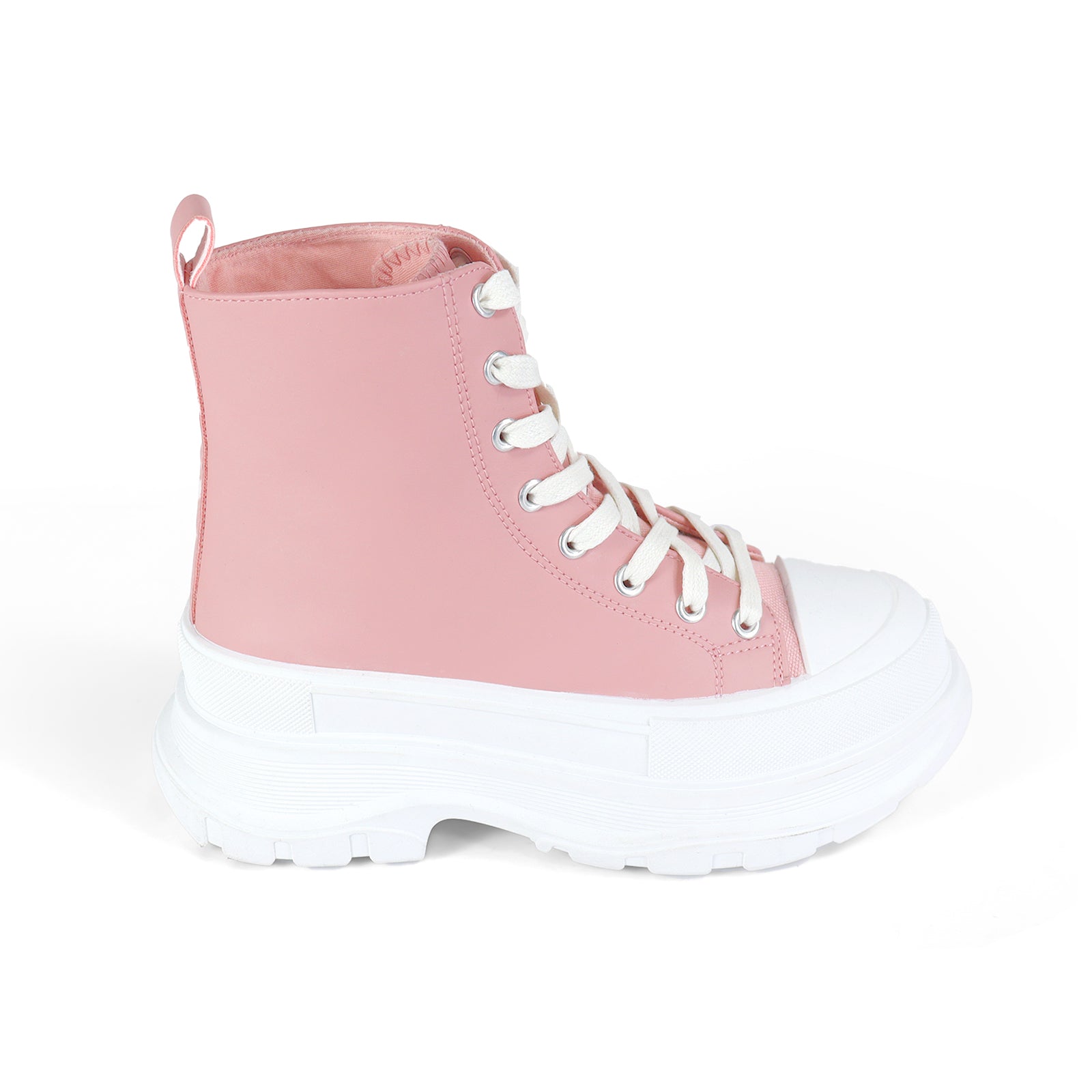 VIKTOR-1 HIGH TOP LACE UP SNEAKERS W/ THICK LUG SOLE BLUSH