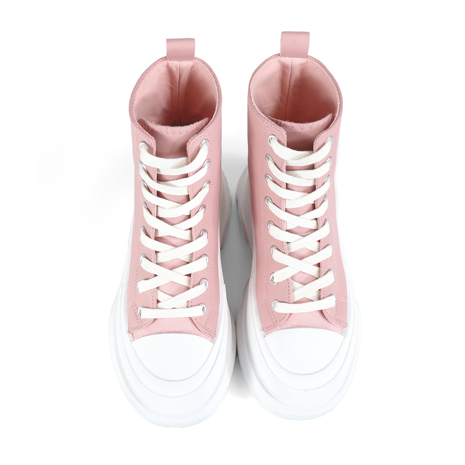 VIKTOR-1 HIGH TOP LACE UP SNEAKERS W/ THICK LUG SOLE BLUSH
