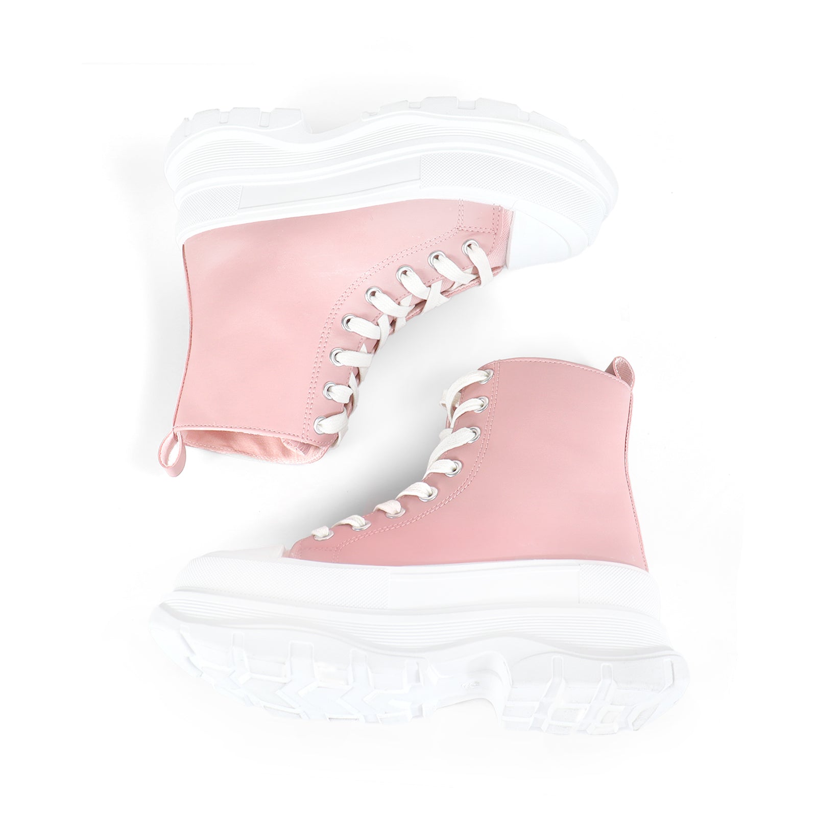 VIKTOR-1 HIGH TOP LACE UP SNEAKERS W/ THICK LUG SOLE BLUSH