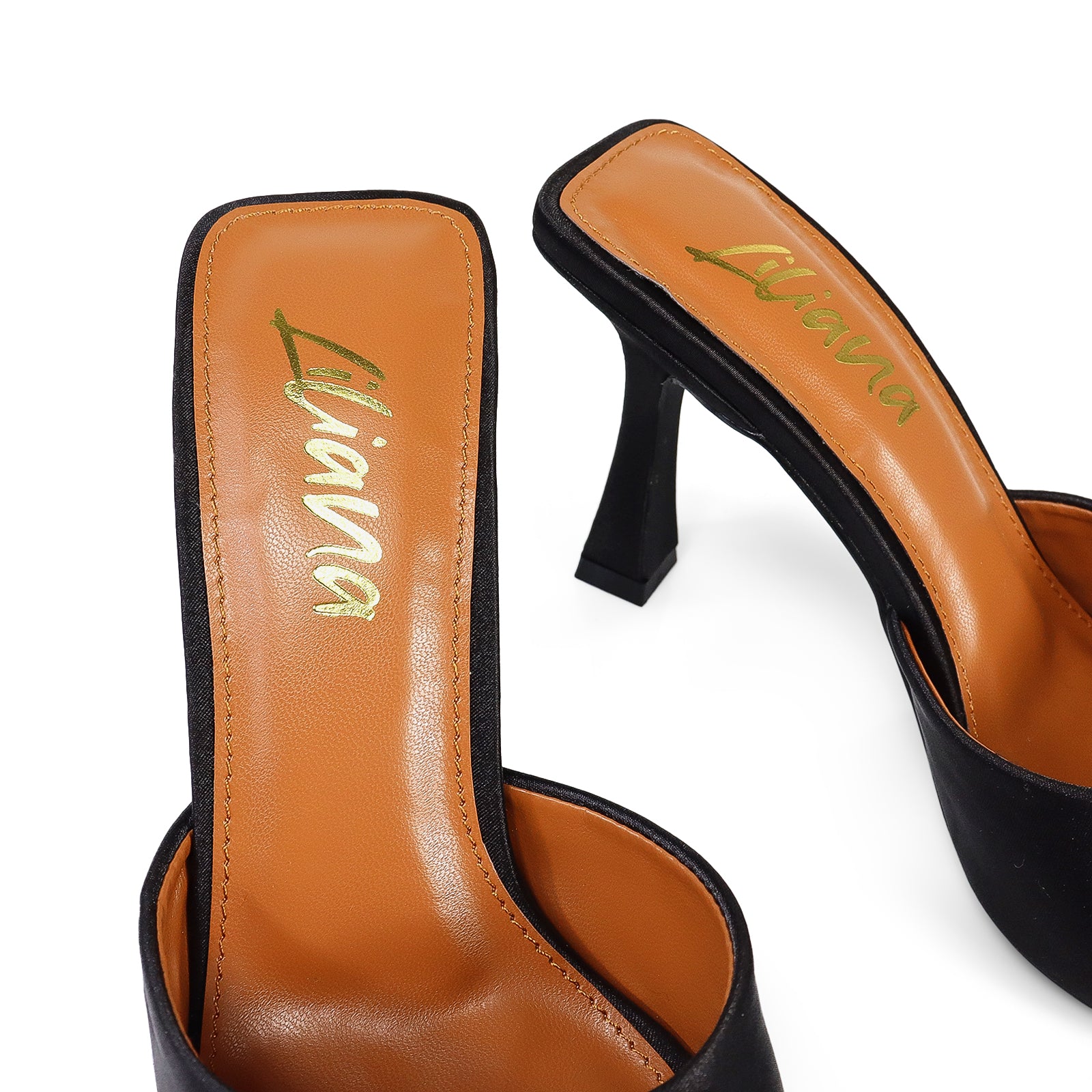 VIORI-1 POINTED TOE RHINESTONE KNOT W/ SPOOL HEEL BLACK