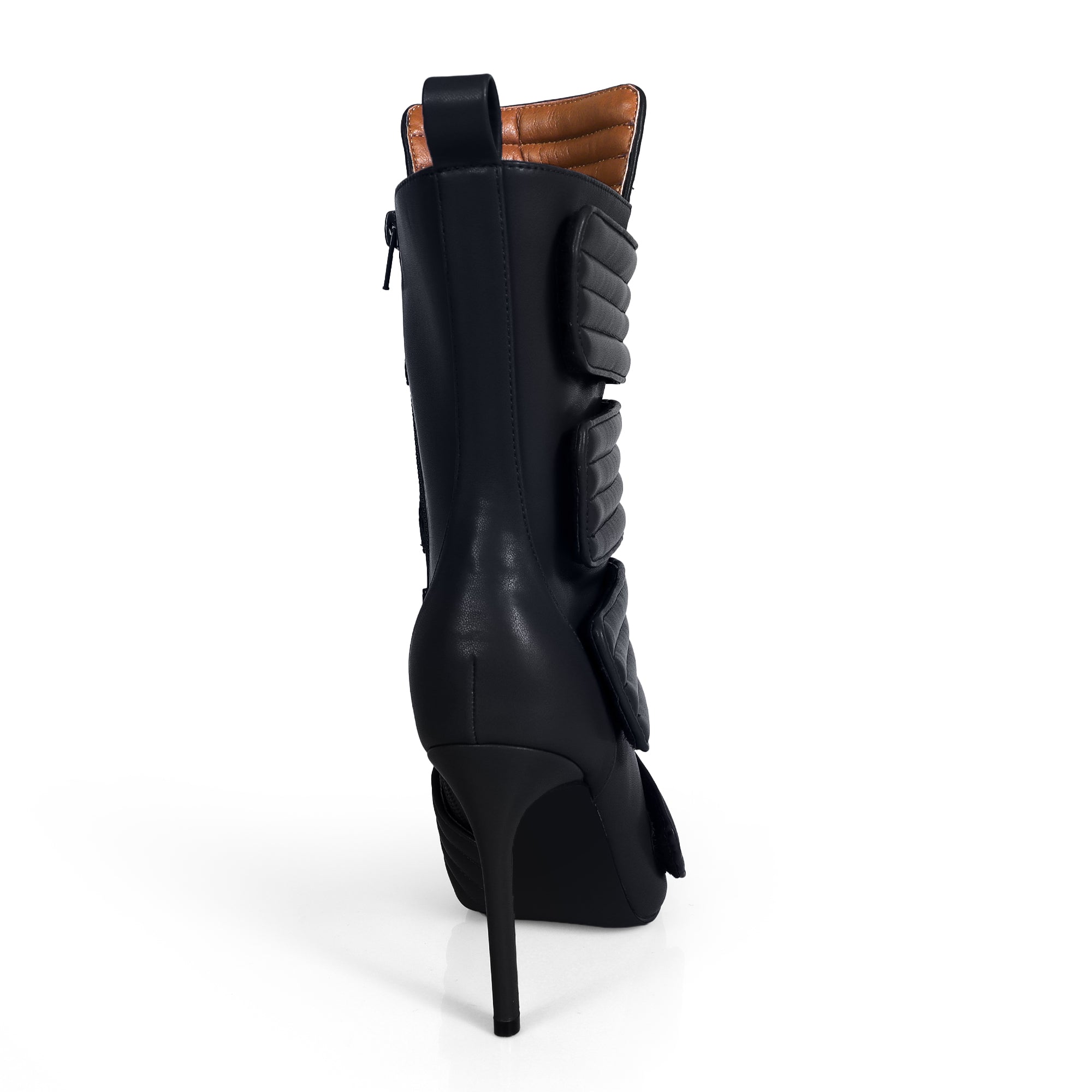 VITTO-130 POINTED TOE PANELBOOTIE W/ HEEL BLACK