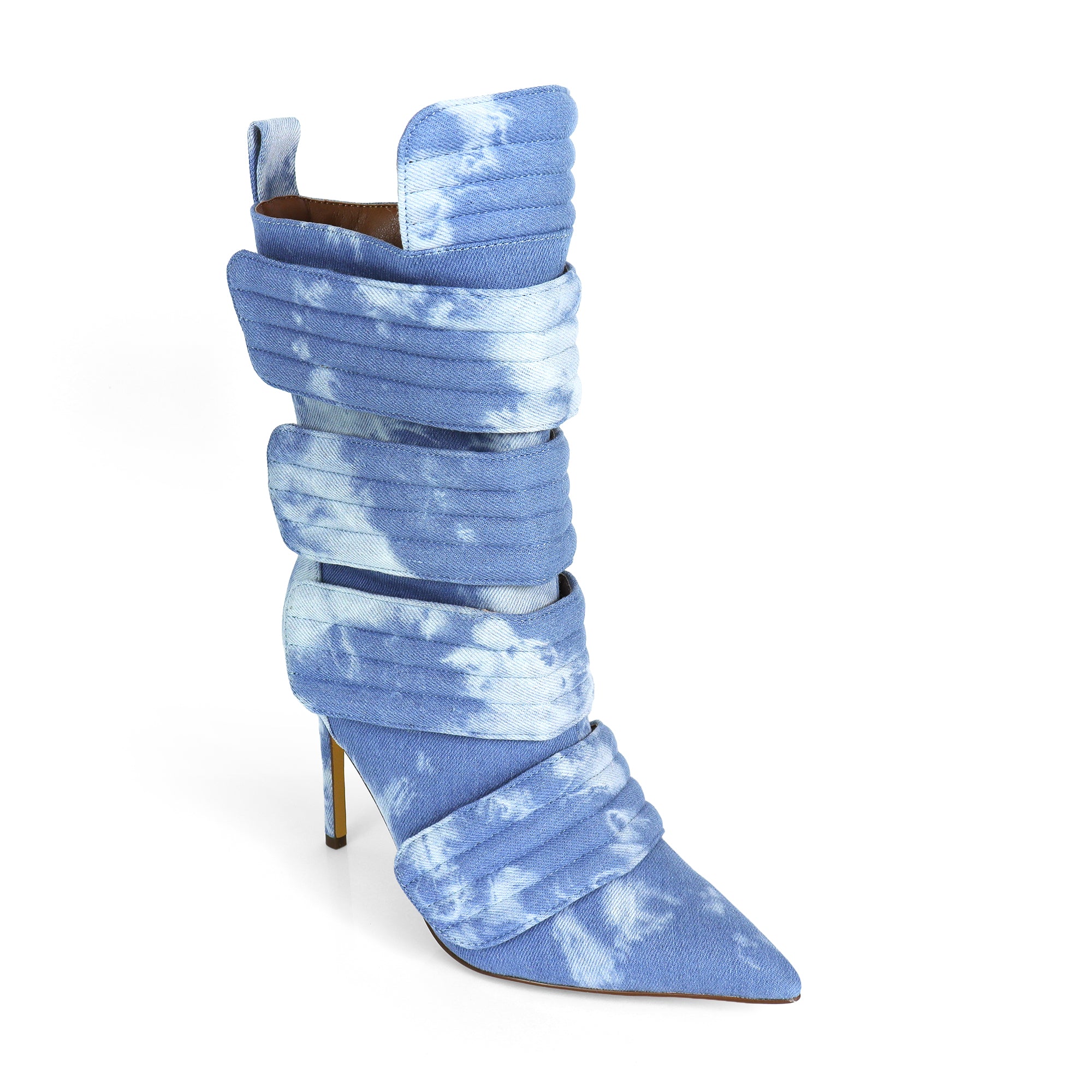 VITTO-130 POINTED TOE PANELBOOTIE W/ HEEL DENIM