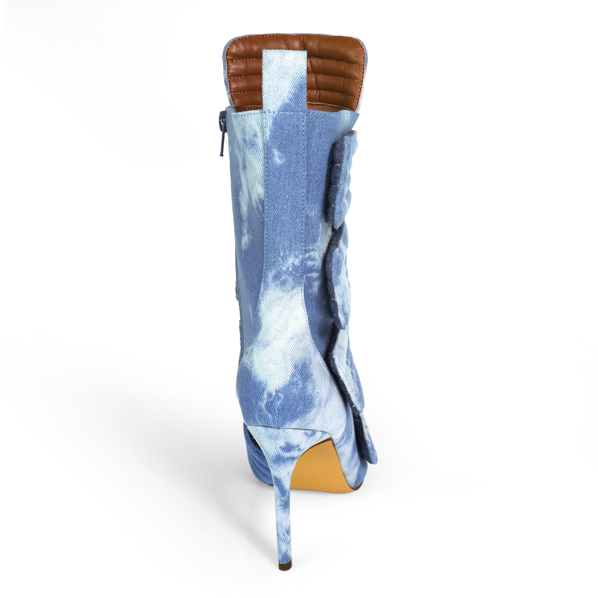 VITTO-130 POINTED TOE PANELBOOTIE W/ HEEL DENIM