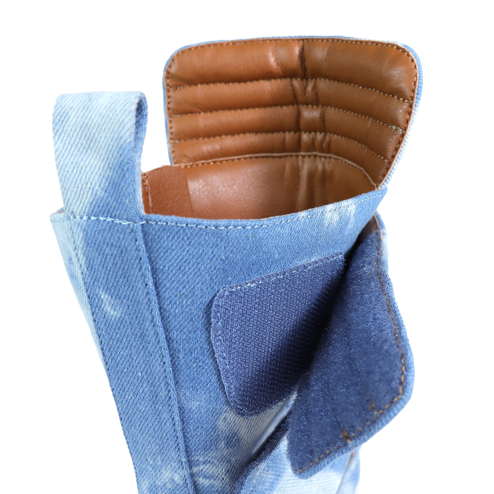 VITTO-130 POINTED TOE PANELBOOTIE W/ HEEL DENIM