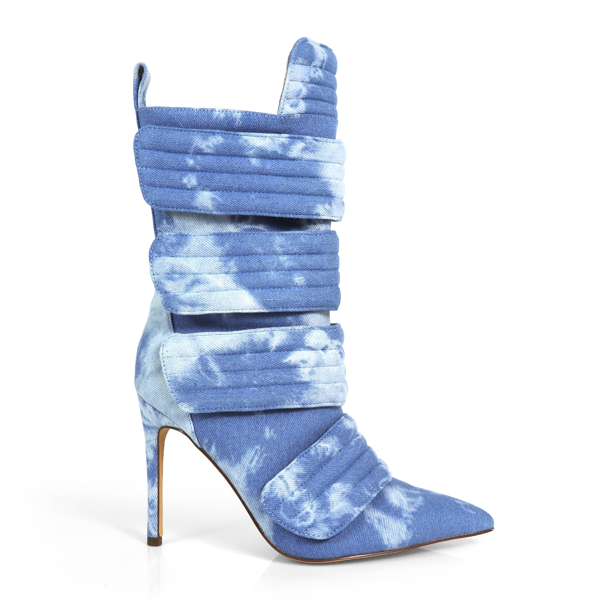 VITTO-130 POINTED TOE PANELBOOTIE W/ HEEL DENIM