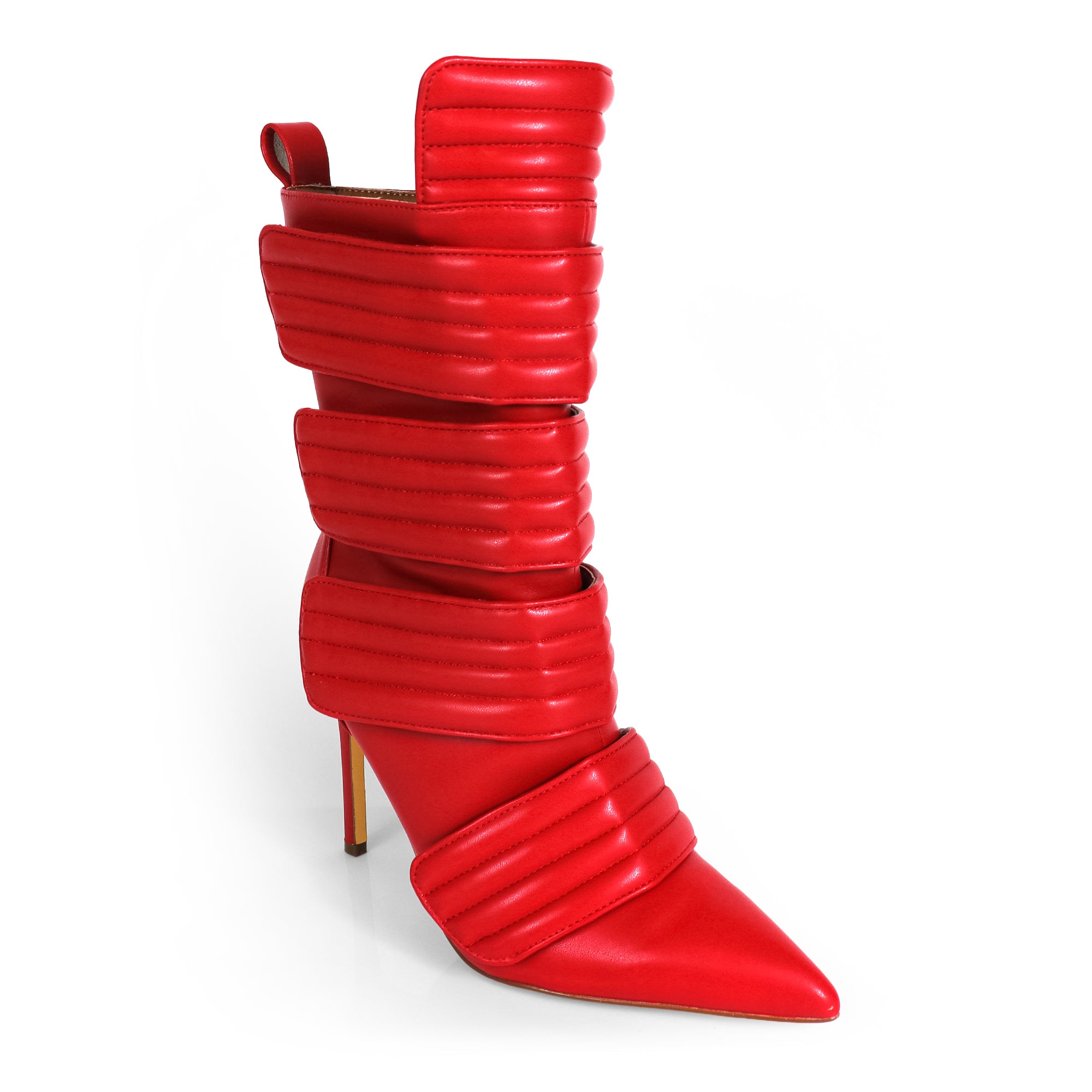 VITTO-130 POINTED TOE PANELBOOTIE W/ HEEL RED