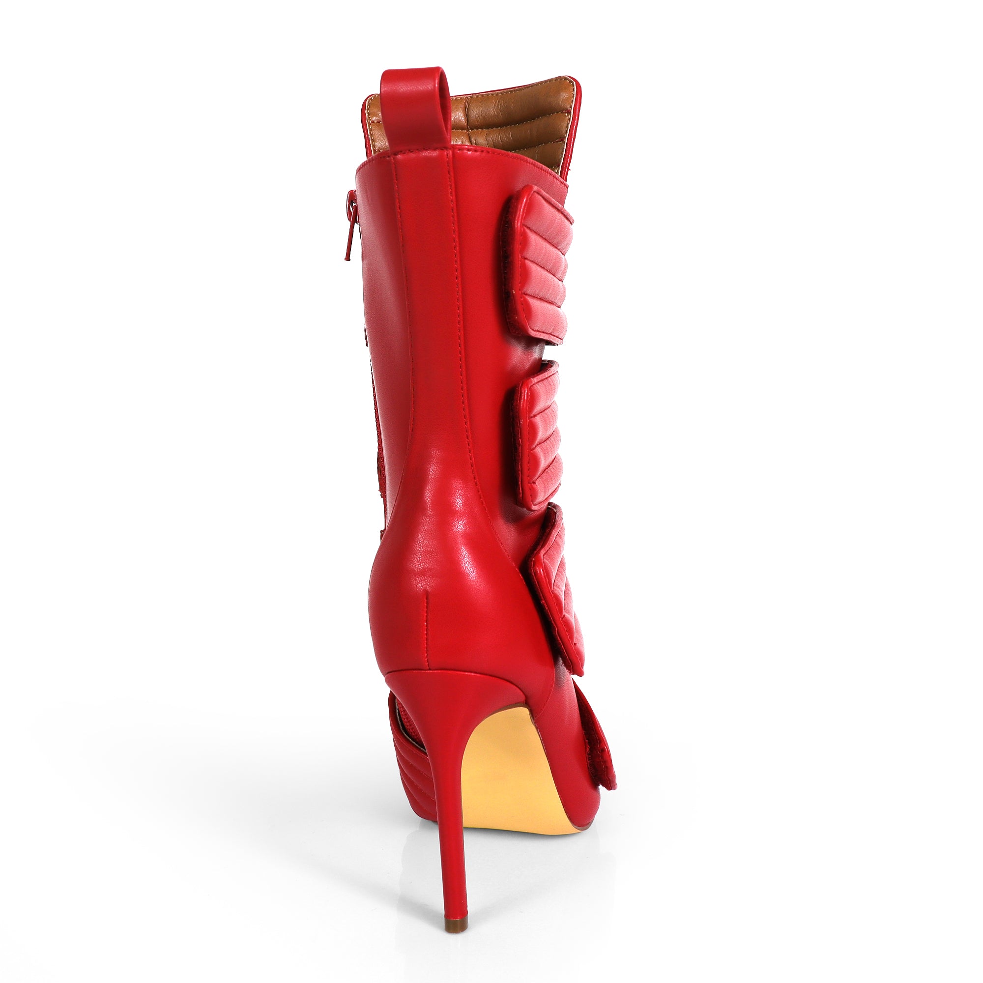 VITTO-130 POINTED TOE PANELBOOTIE W/ HEEL RED