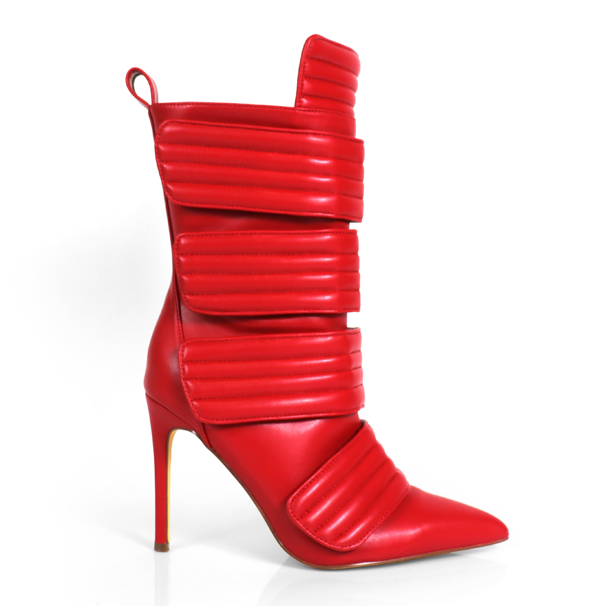 VITTO-130 POINTED TOE PANELBOOTIE W/ HEEL RED