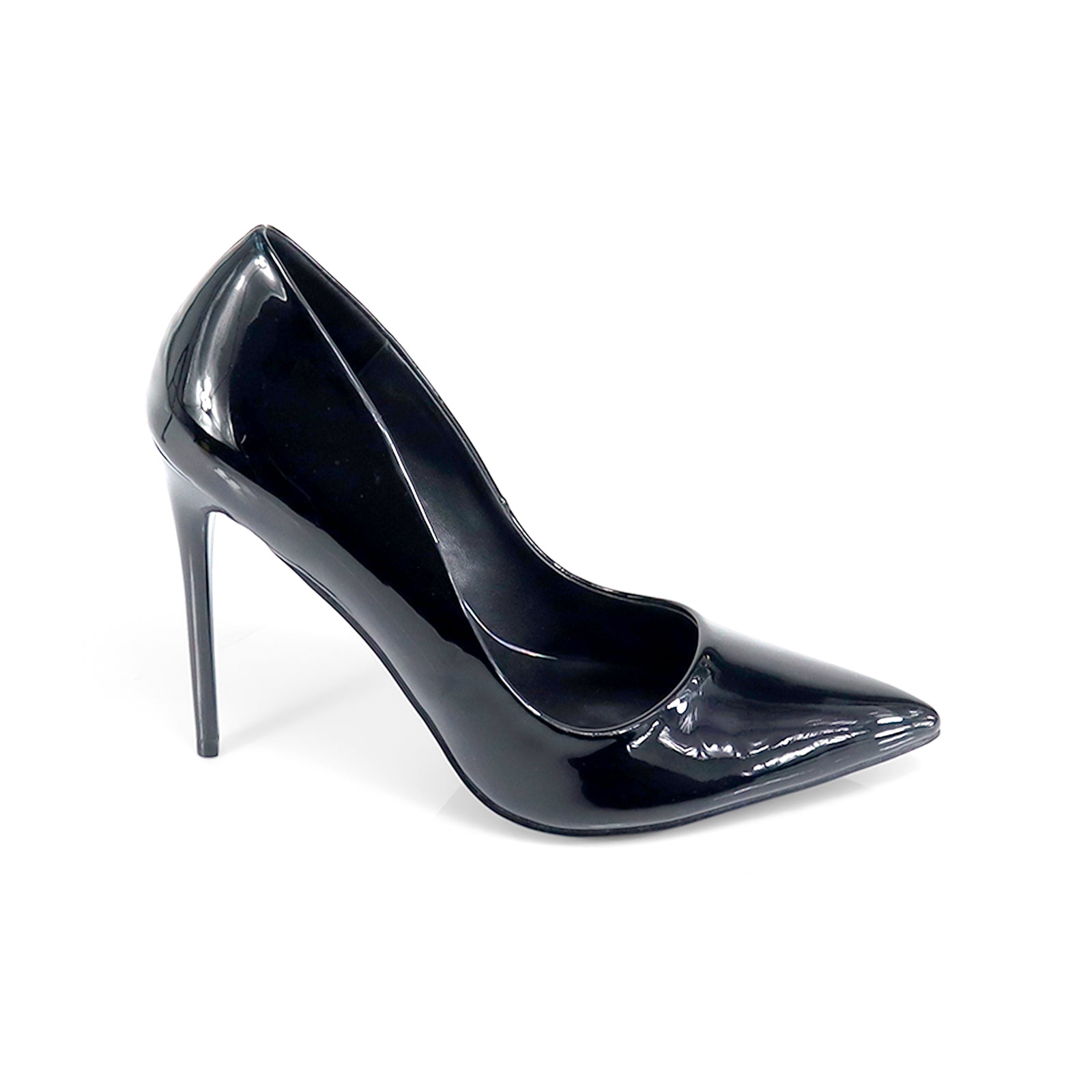 VIVIENNE-1 PATENTED POINTY TOE HEEL BLACK