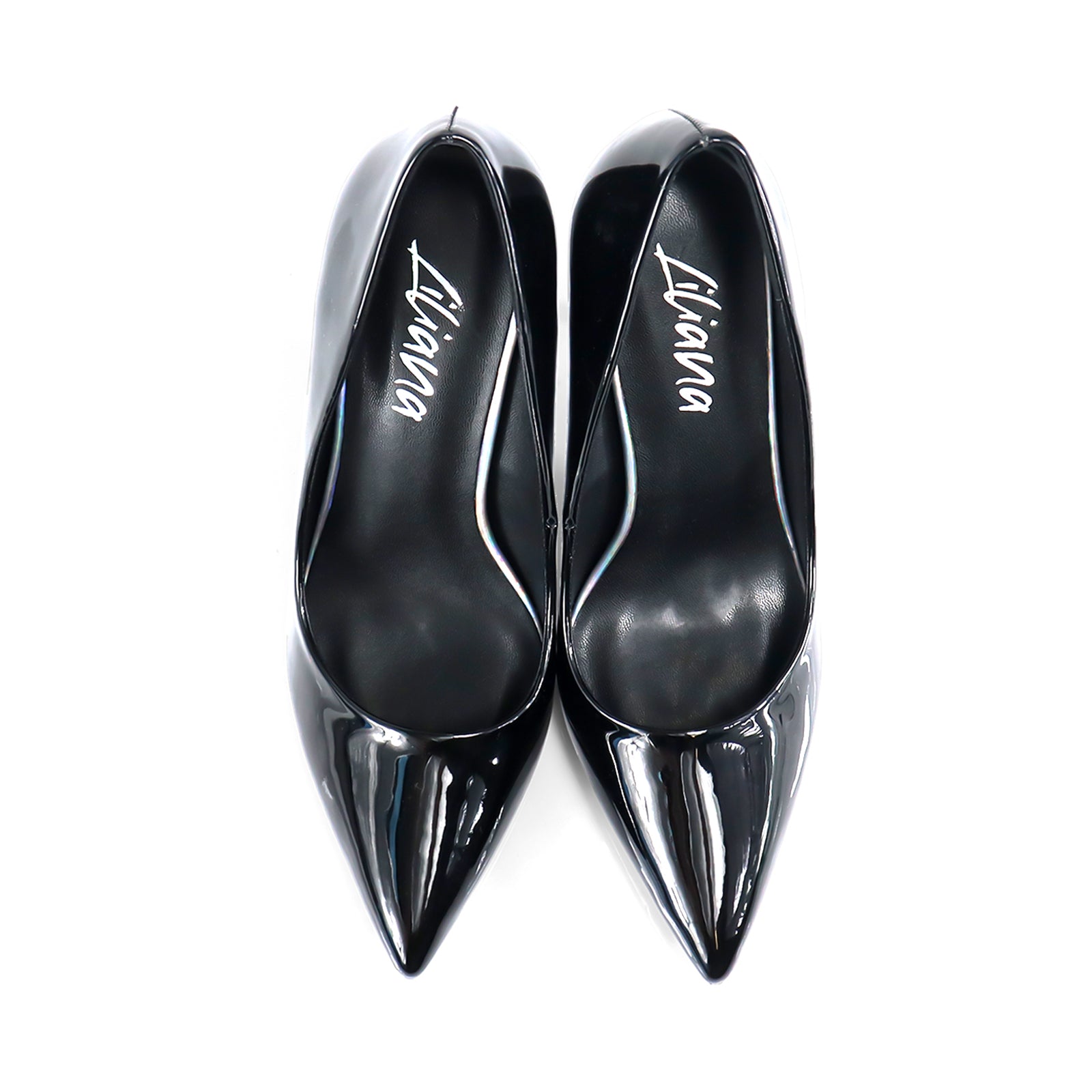 VIVIENNE-1 PATENTED POINTY TOE HEEL BLACK