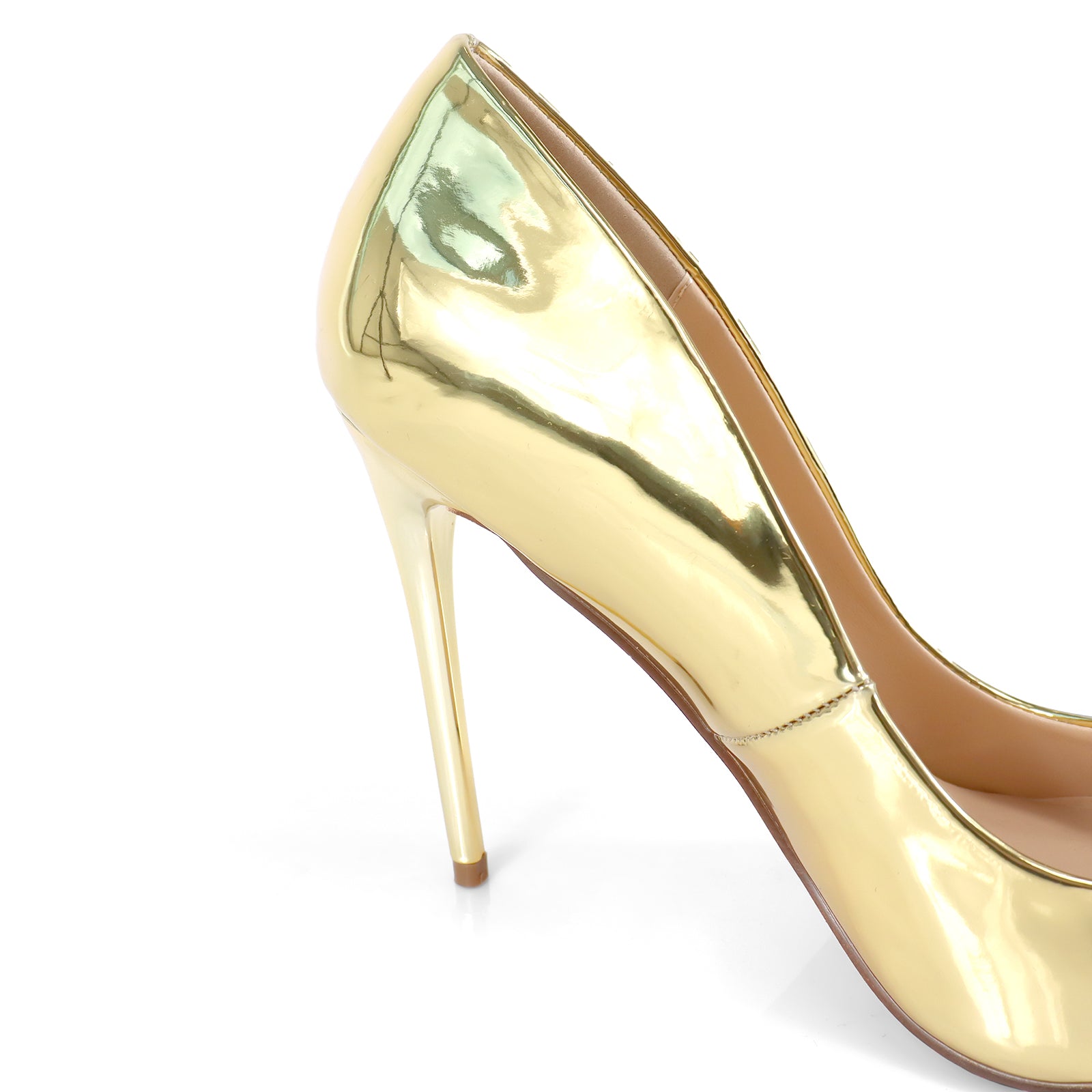 VIVIENNE-1 PATENTED POINTY TOE HEEL GOLD