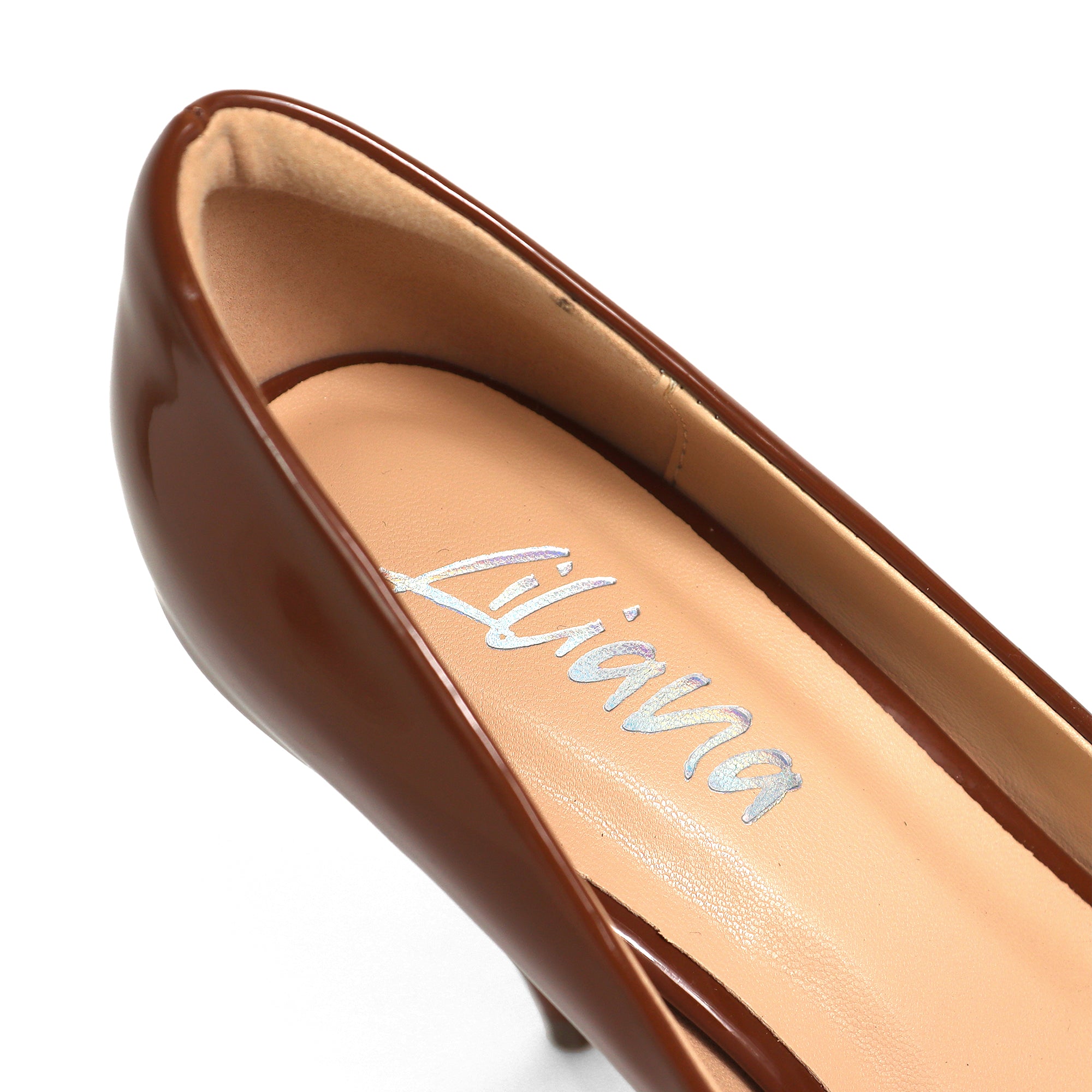 VIVIENNE-1 PATENTED POINTY TOE HEEL MOCHA