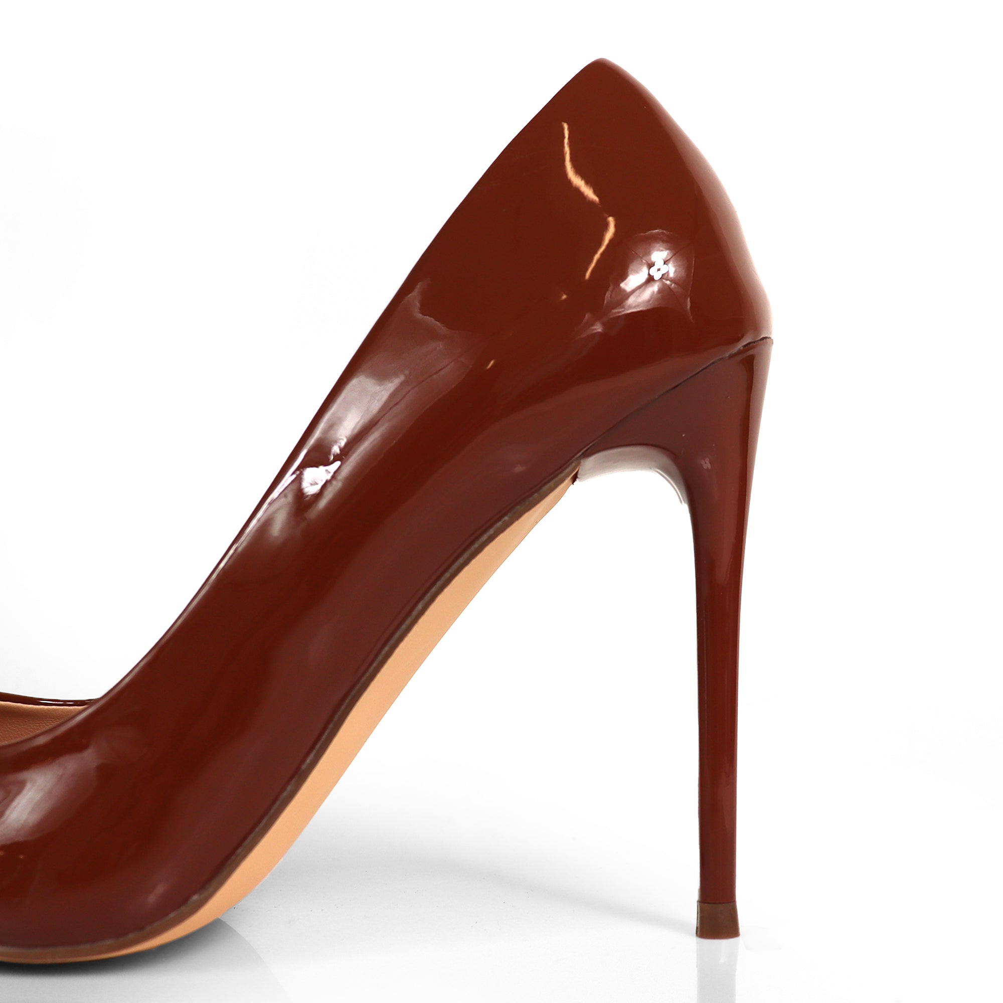 VIVIENNE-1 PATENTED POINTY TOE HEEL MOCHA