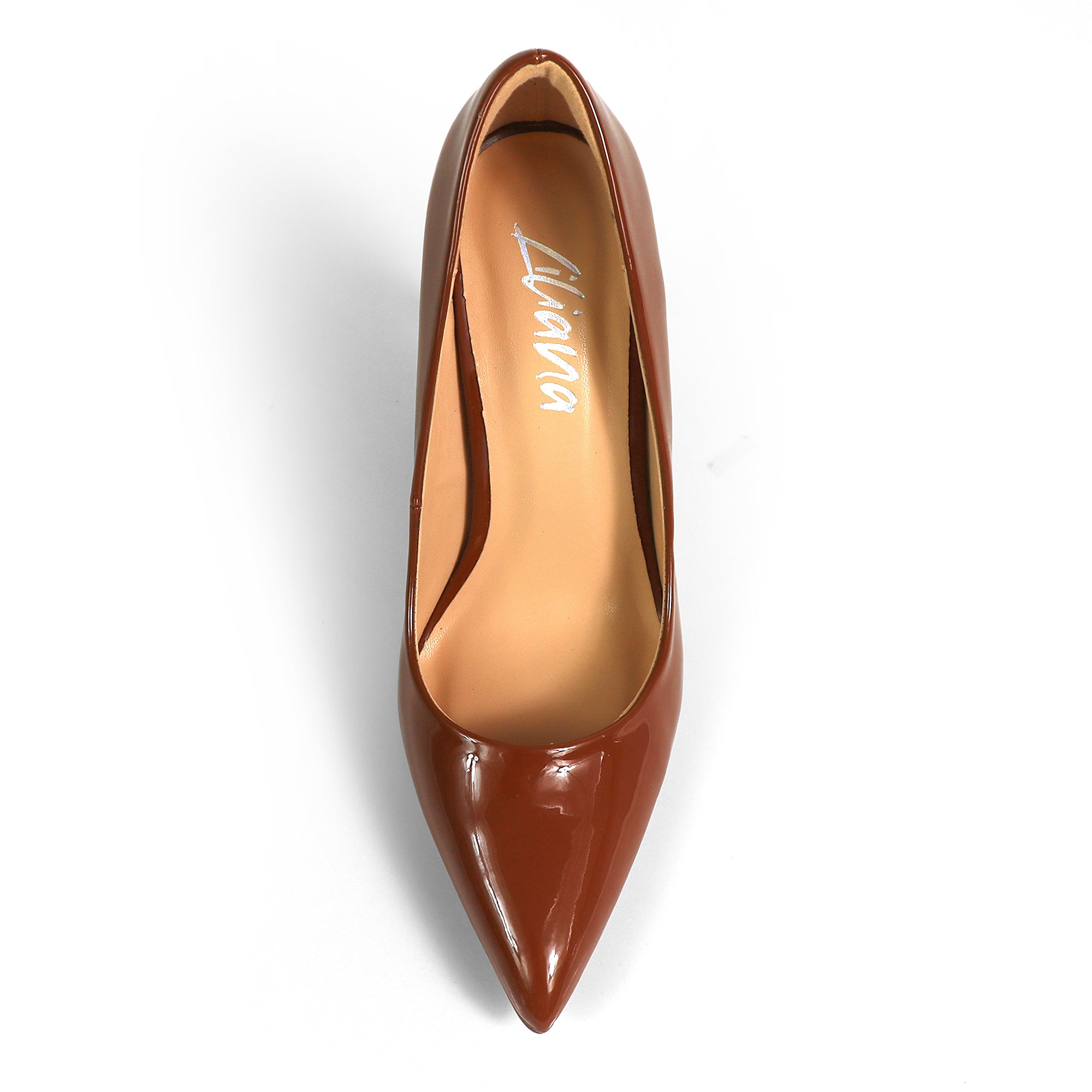VIVIENNE-1 PATENTED POINTY TOE HEEL MOCHA